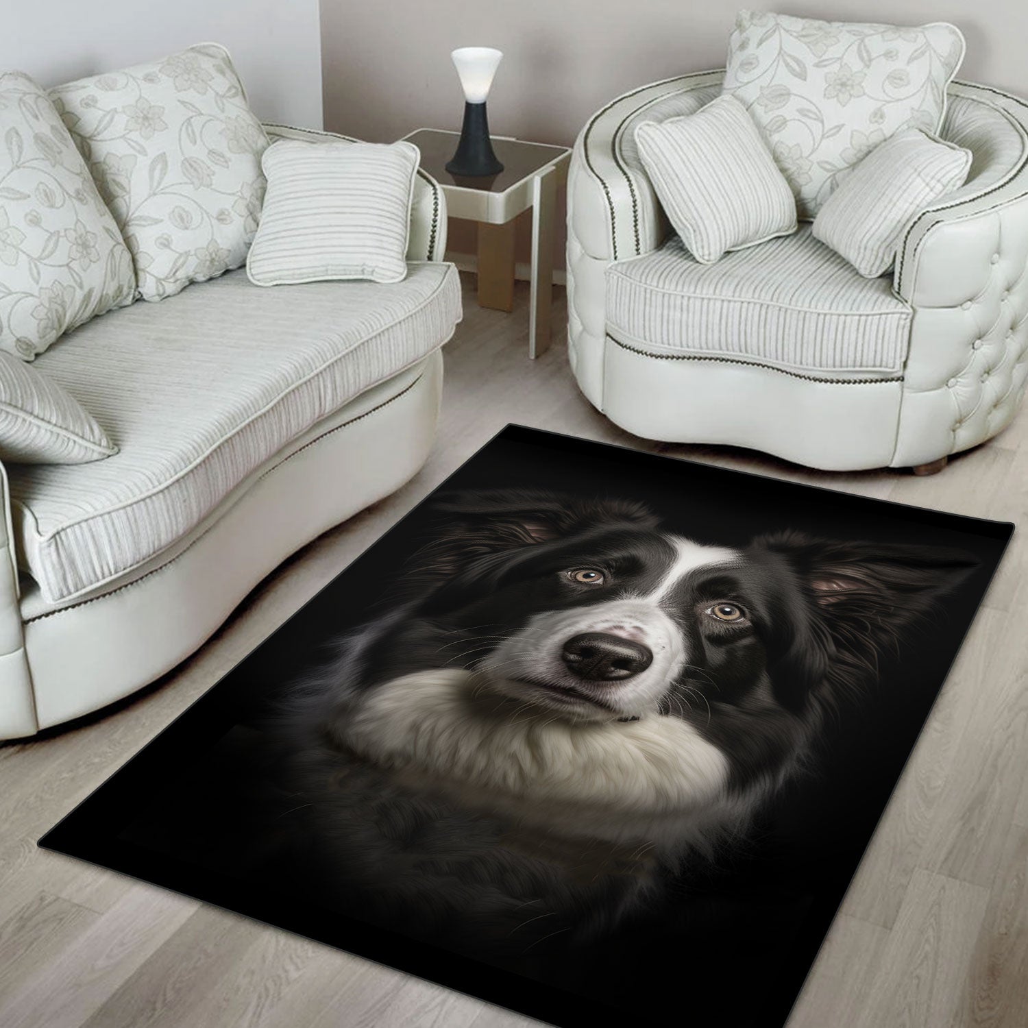 Border Collie 3D Portrait Area Rug