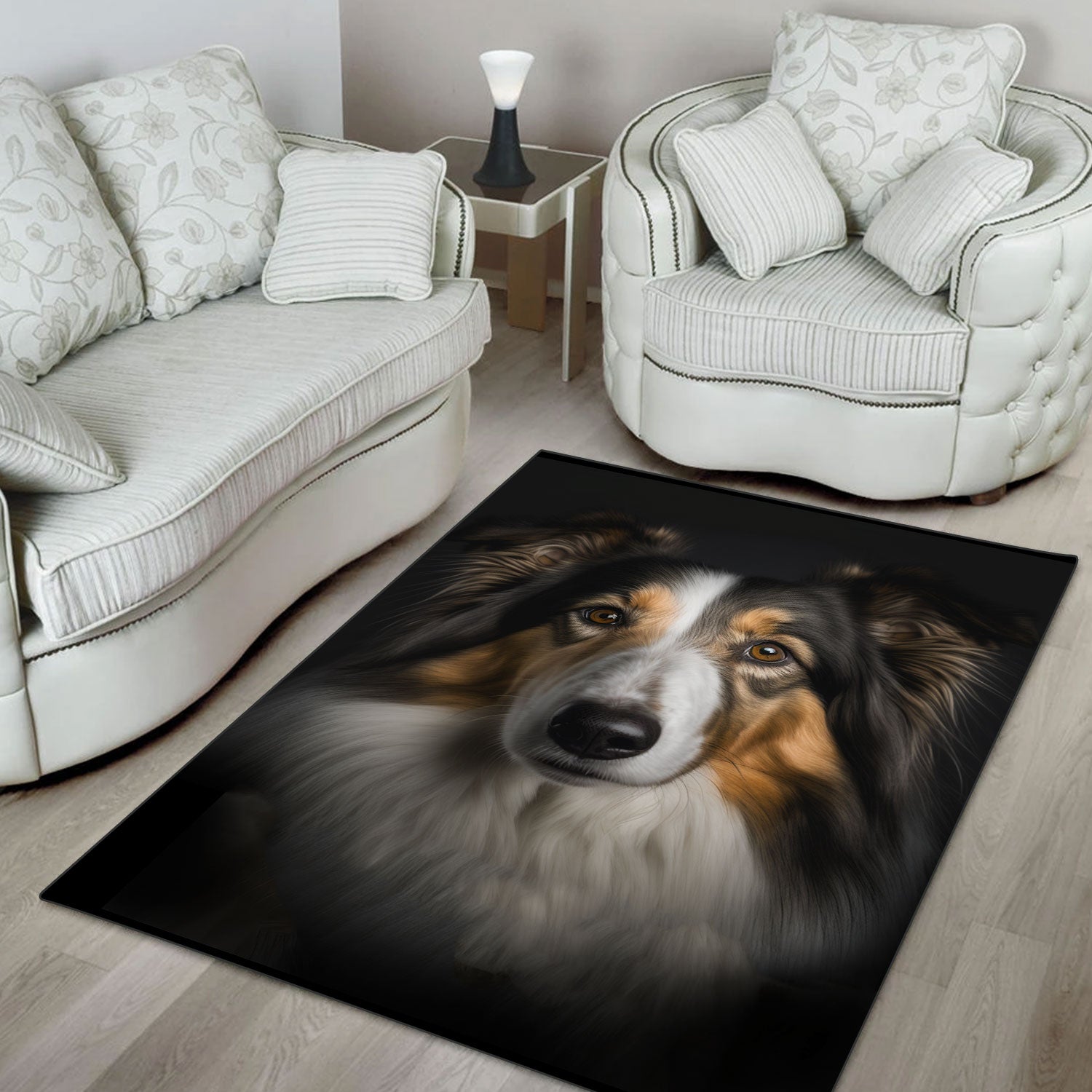 Collie 1 3D Portrait Area Rug