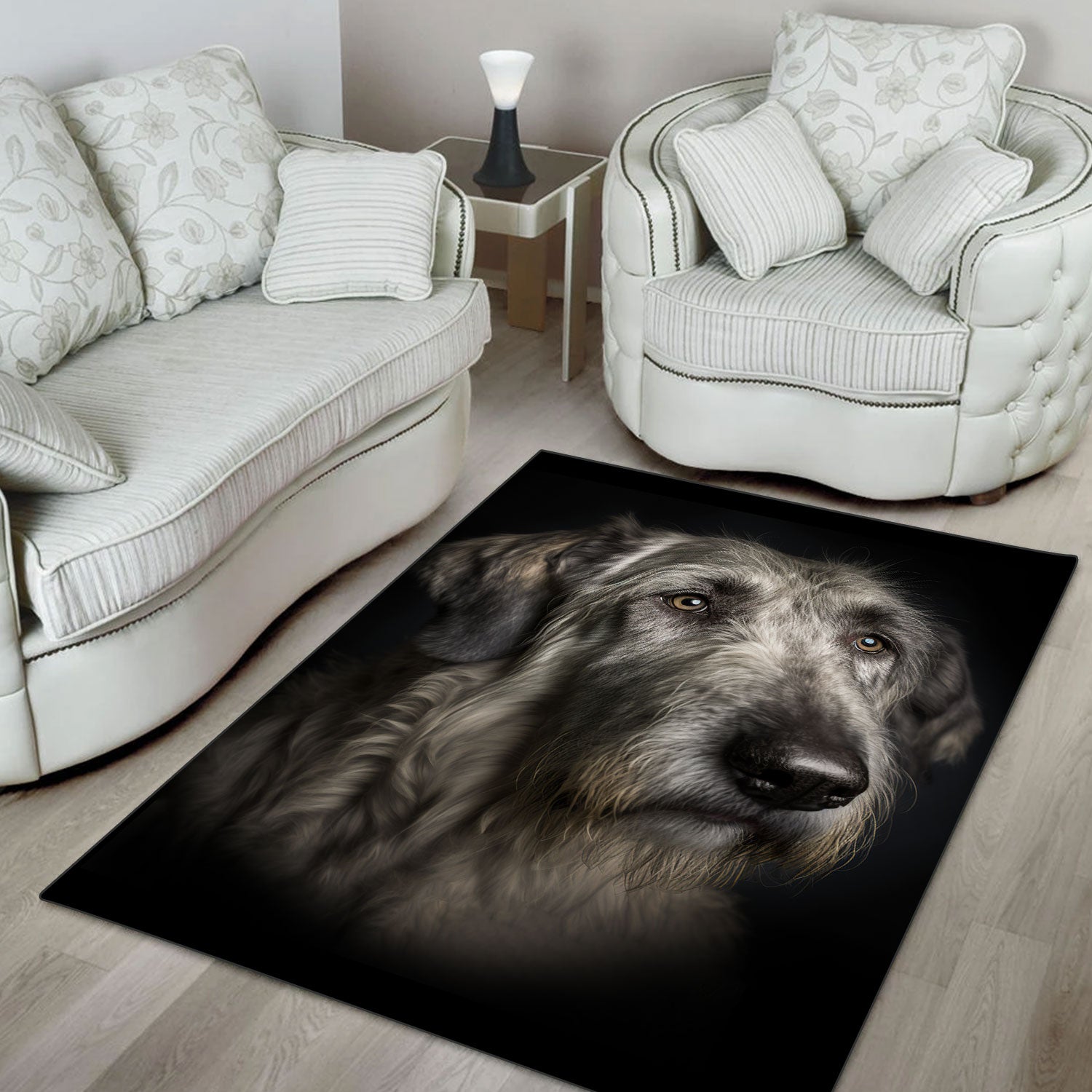 Irish Wolfhound 3D Portrait Area Rug