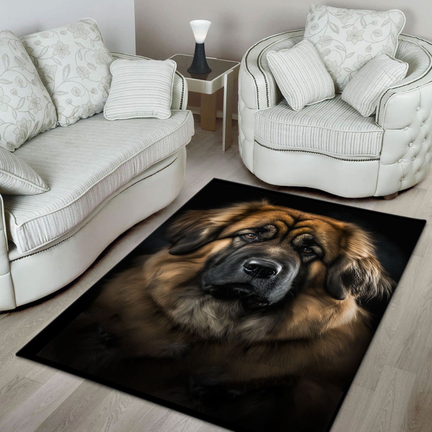 Leonberger 3D Portrait Area Rug
