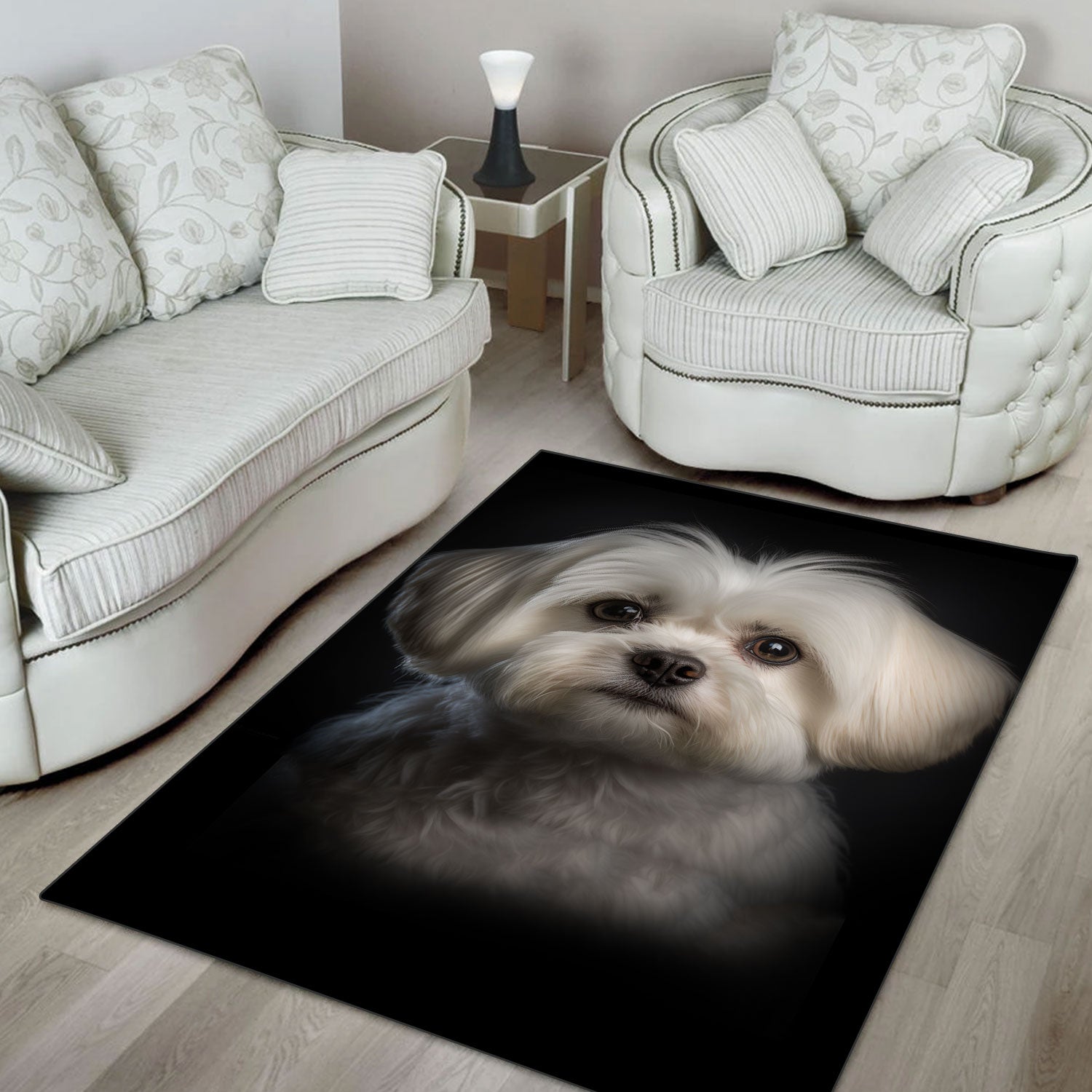 Maltese 3D Portrait Area Rug