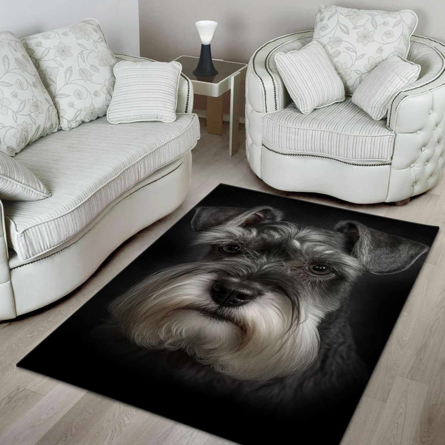 Miniature Schnauzer 3D Portrait Area Rug