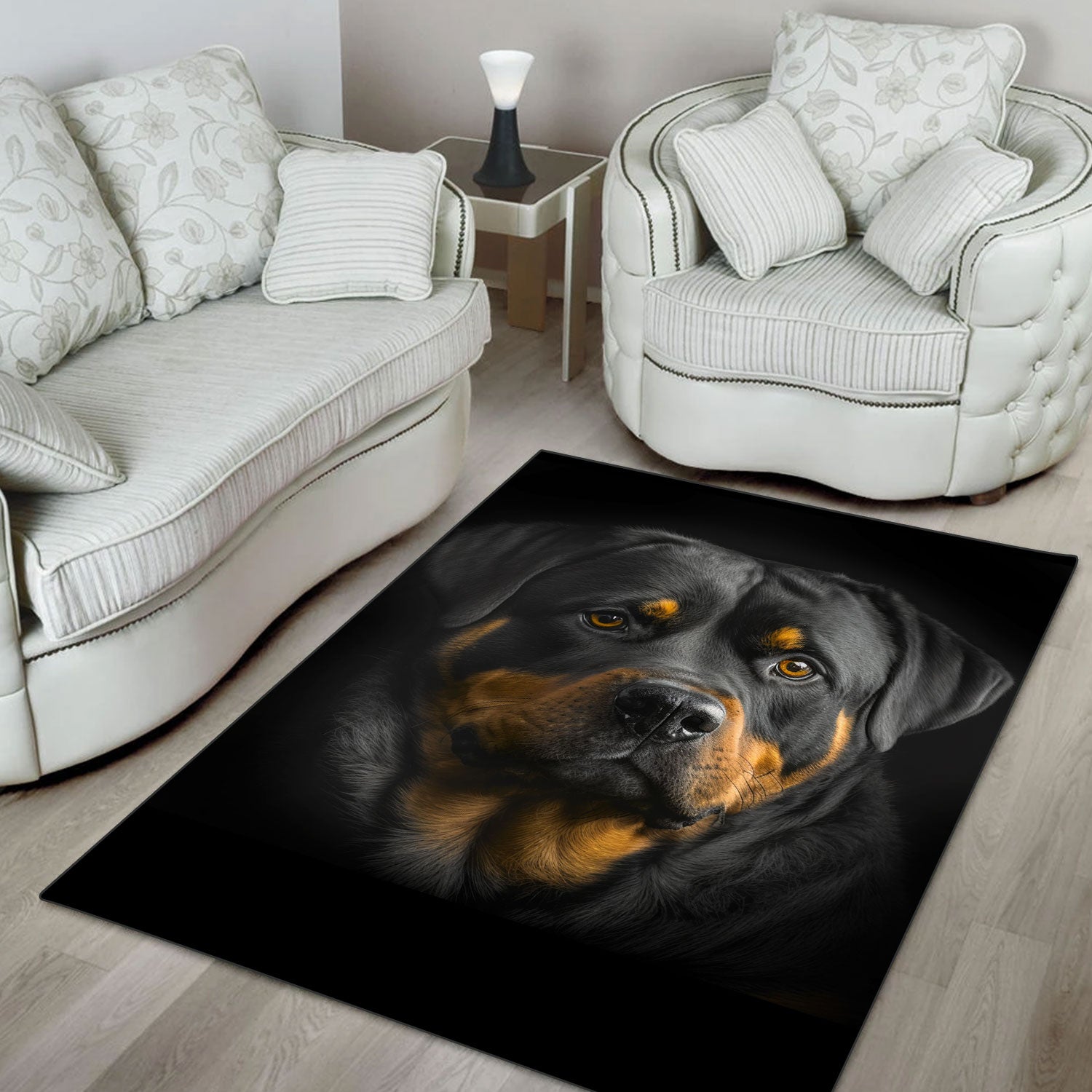 Rottweiler 3D Portrait Area Rug