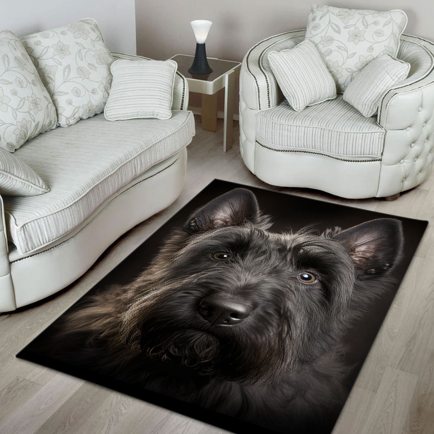 Scottish Terrier 3D Portrait Area Rug