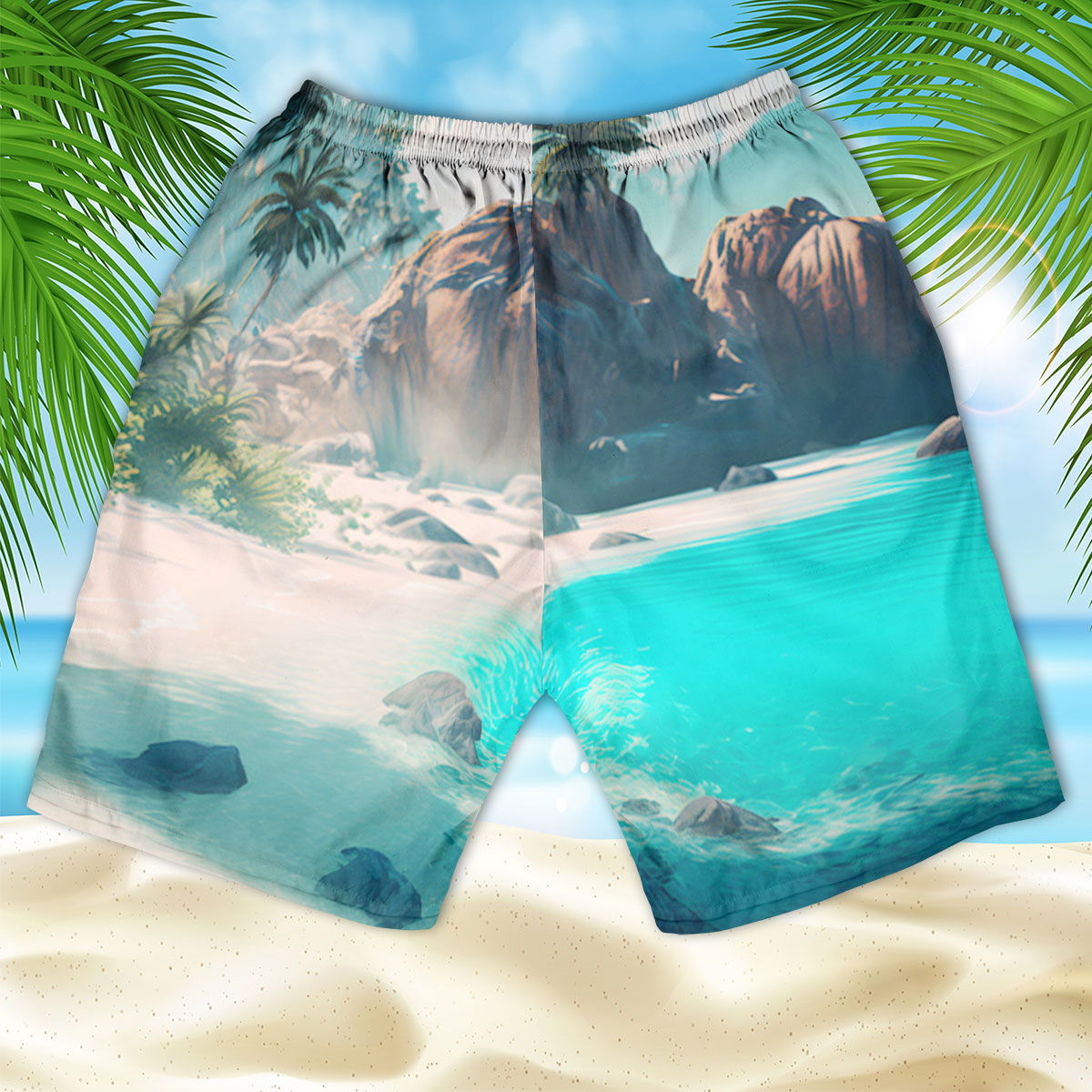 Samoyed - 3D Men's Beach Short