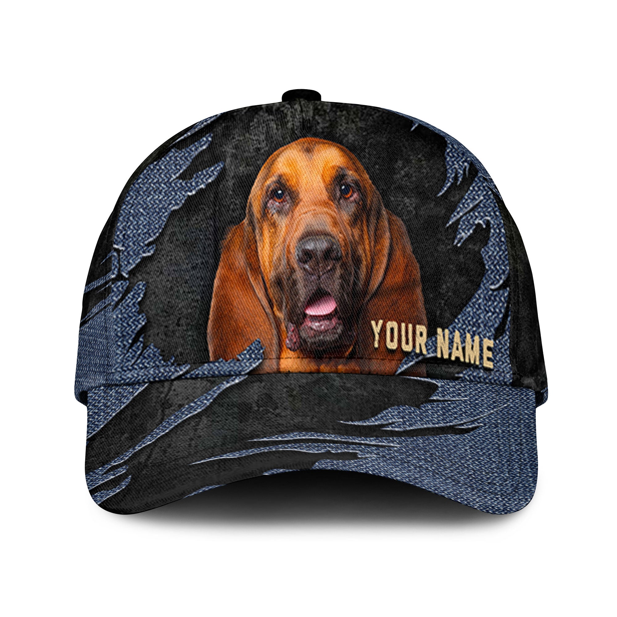 Bloodhound - Jean Background Custom Name Cap
