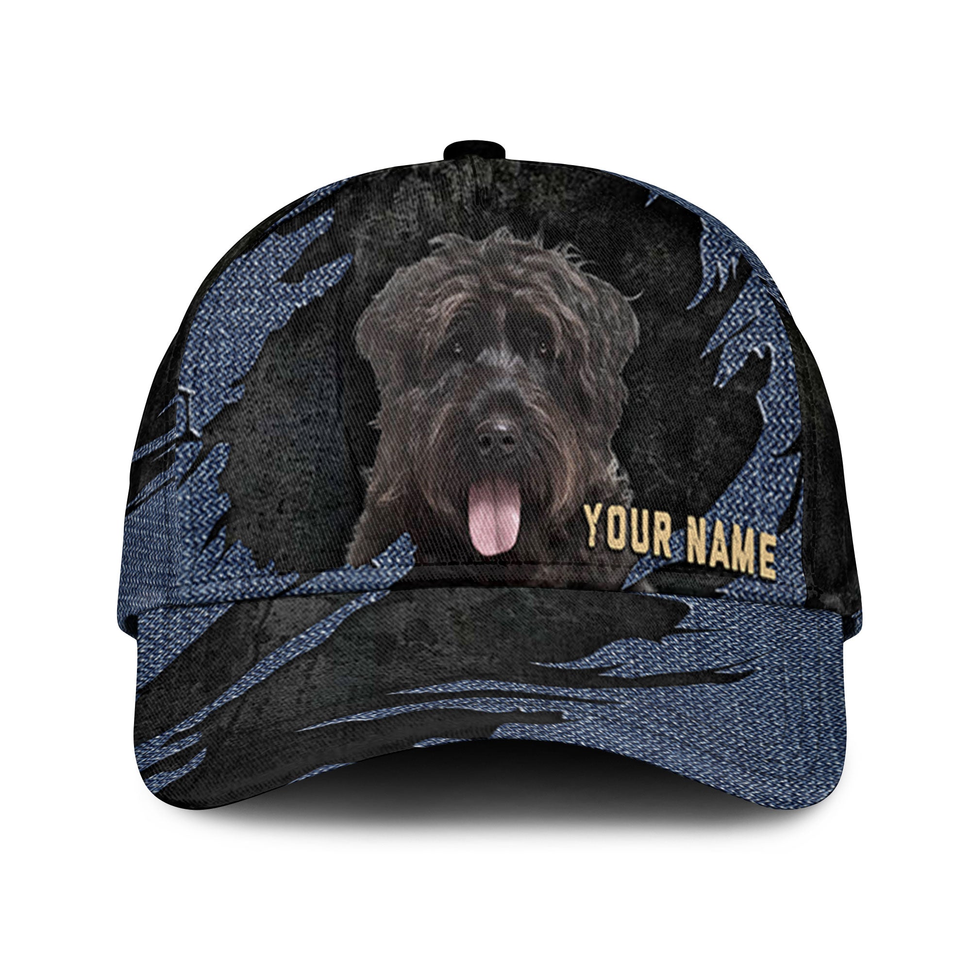 Bouvier - Jean Background Custom Name Cap