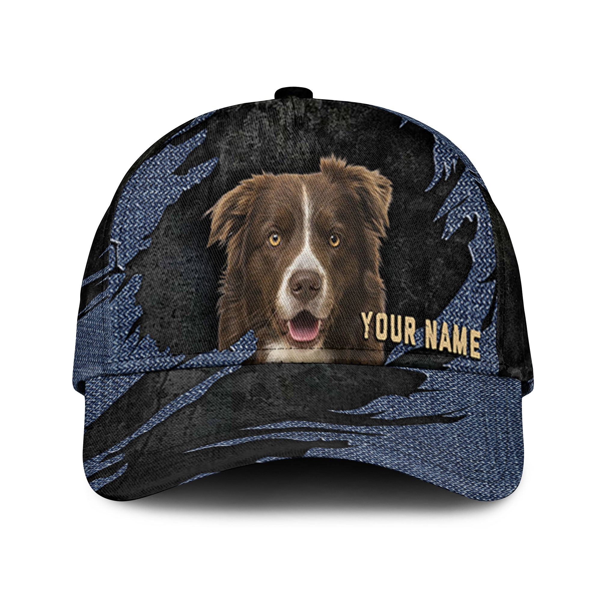 Collie - Jean Background Custom Name Cap