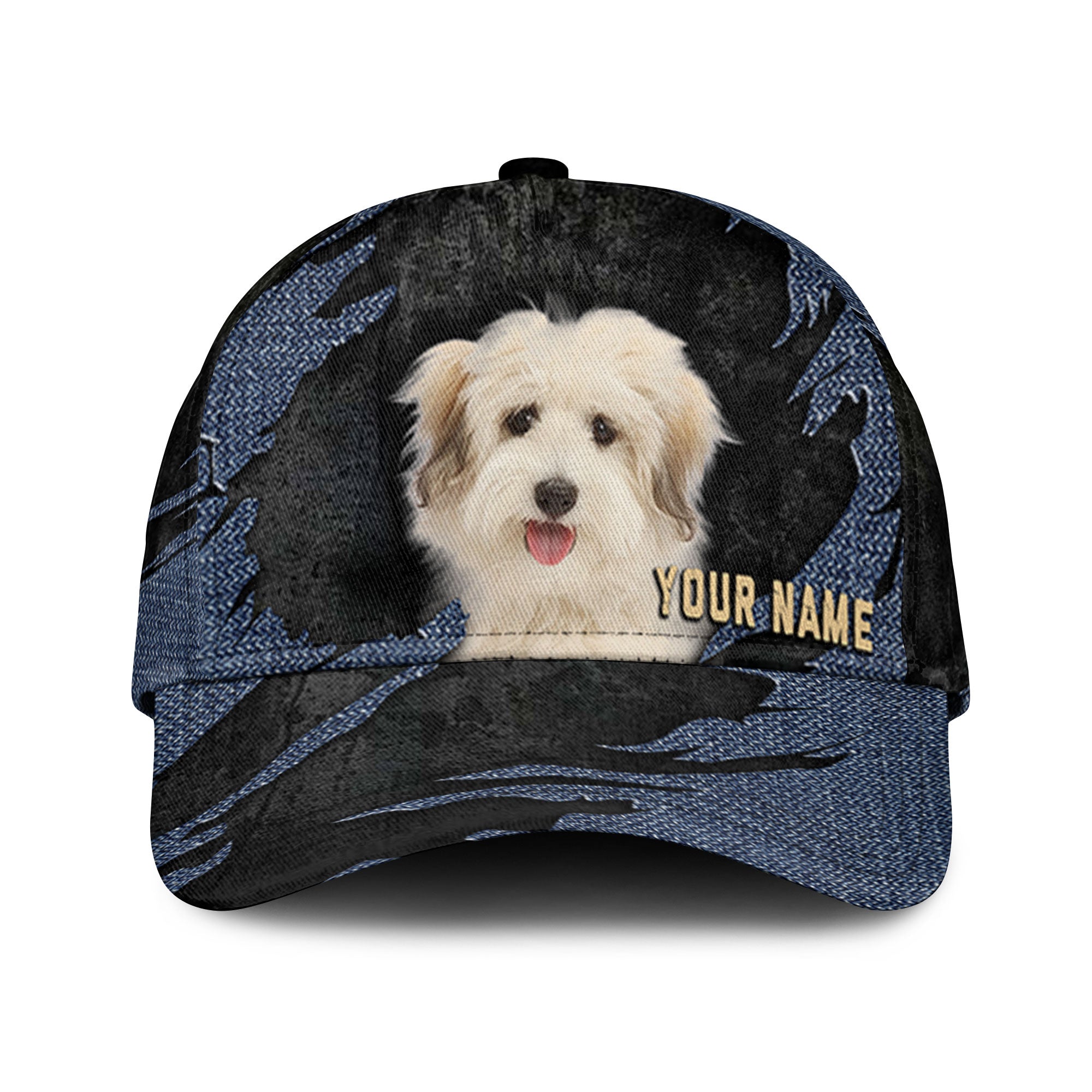 Coton De Tulear - Jean Background Custom Name Cap