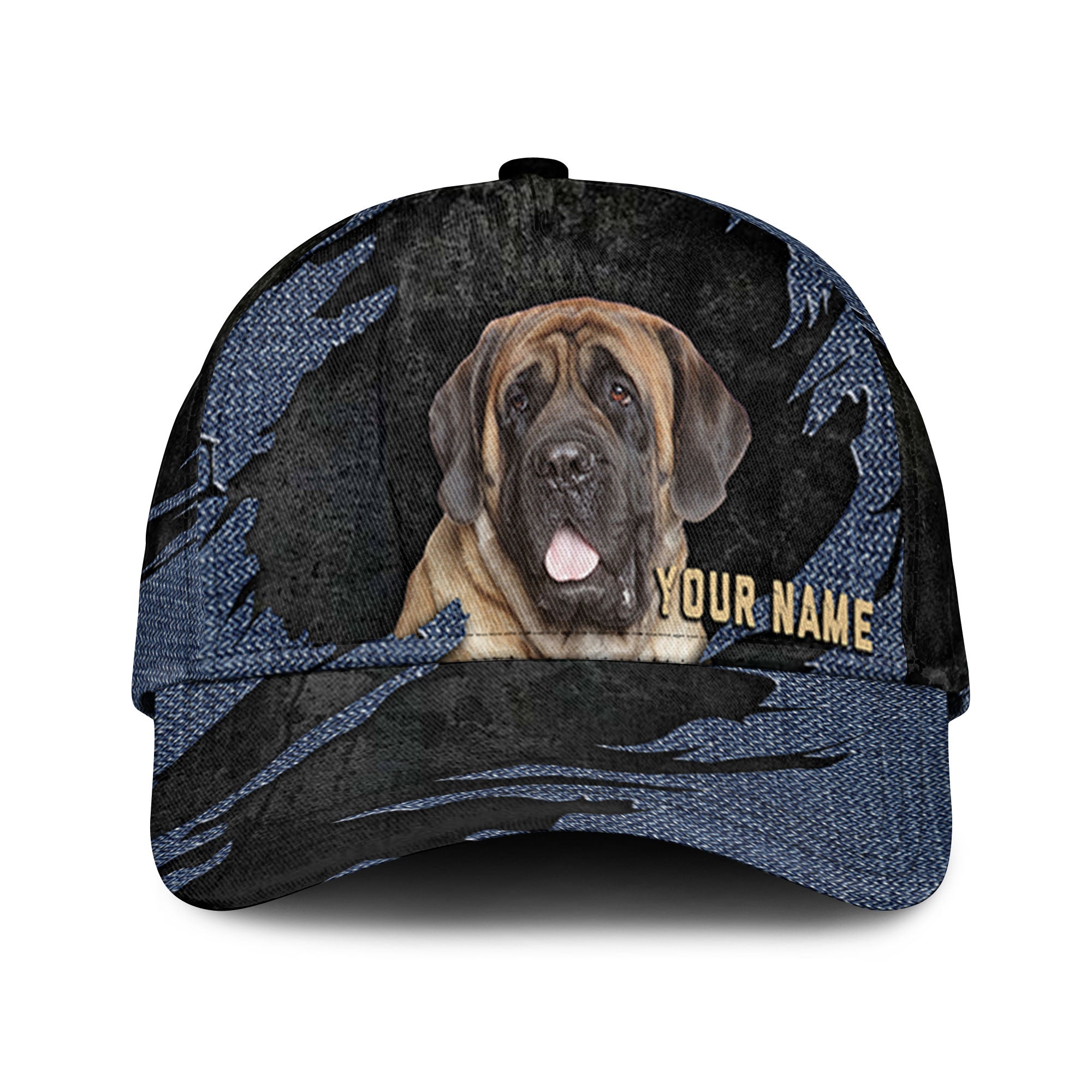 English Mastiff - Jean Background Custom Name Cap