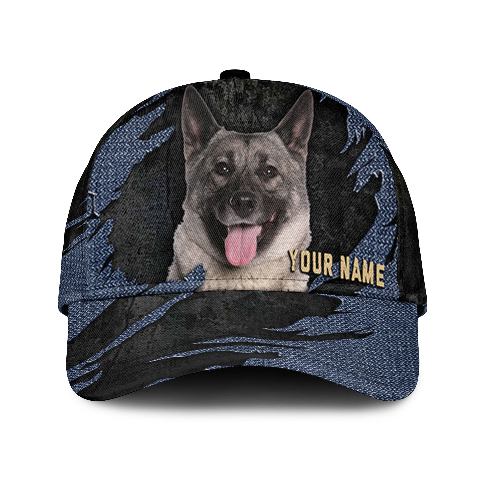 Norwegian Elkhound - Jean Background Custom Name Cap