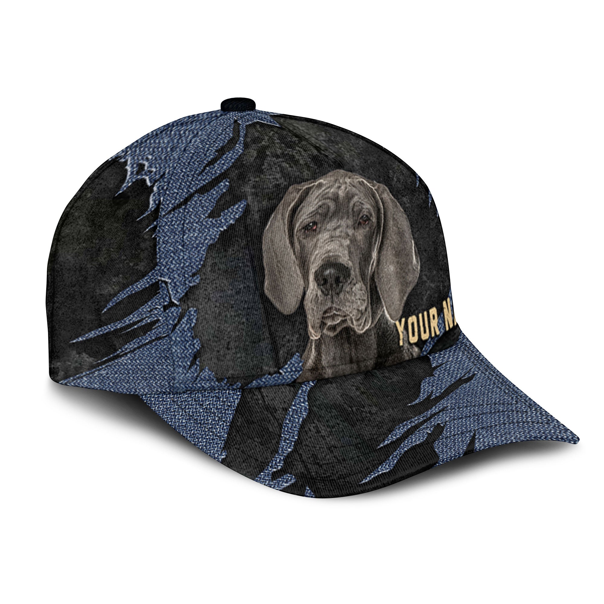 Great Dane - Jean Background Custom Name Cap