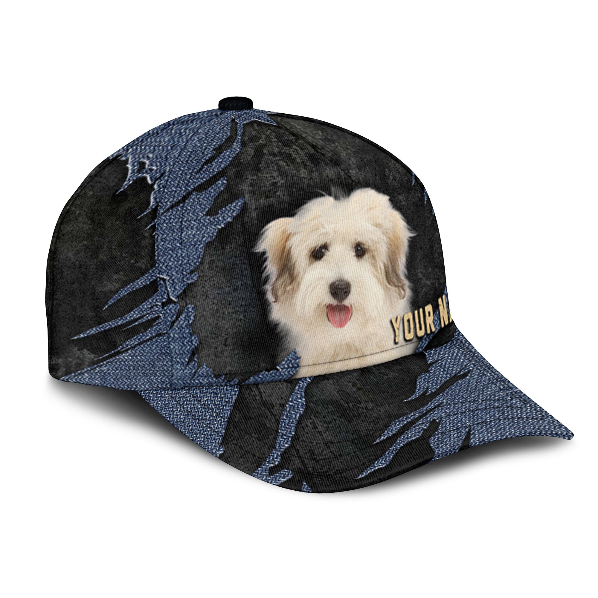 Coton De Tulear - Jean Background Custom Name Cap