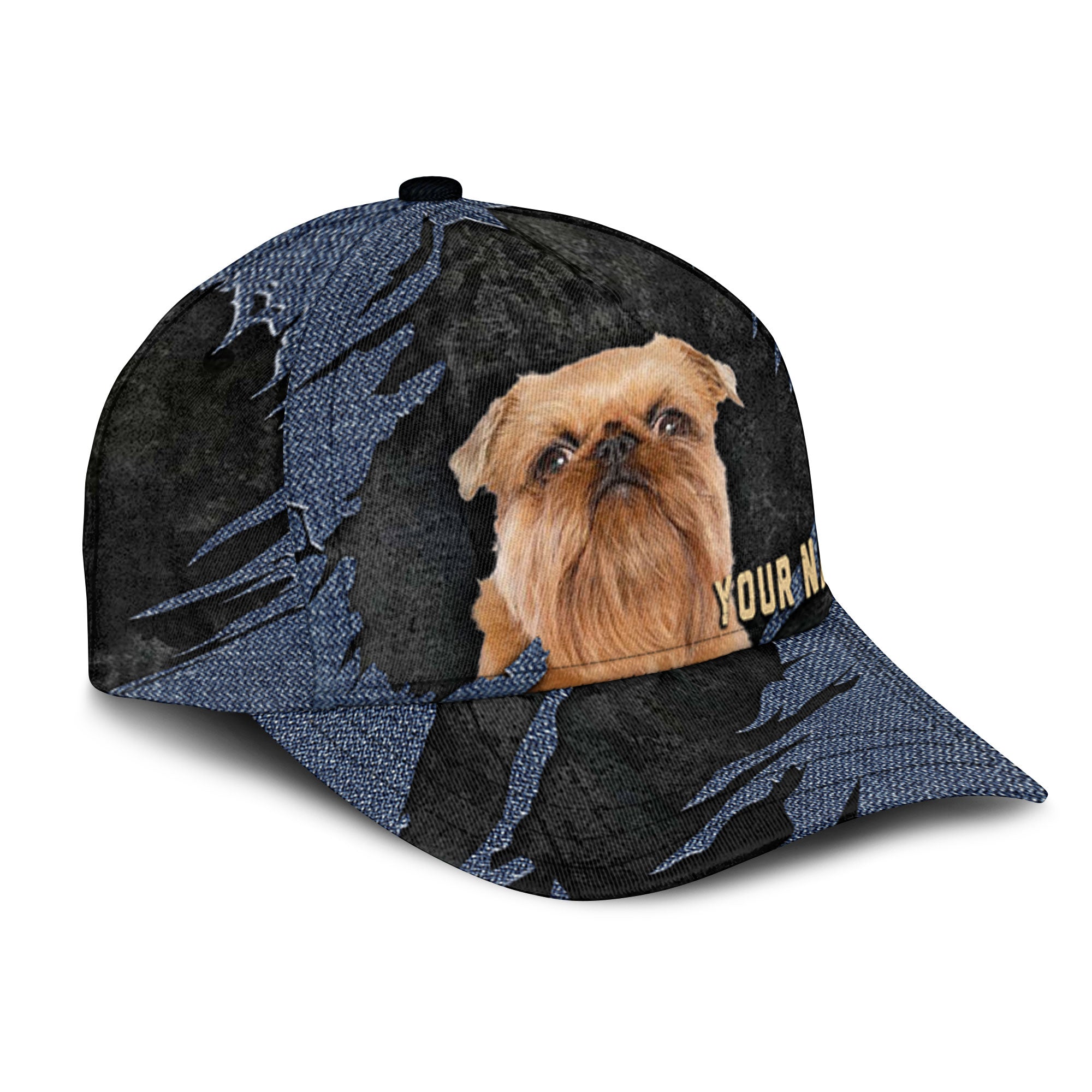 Griffon Brussels - Jean Background Custom Name Cap
