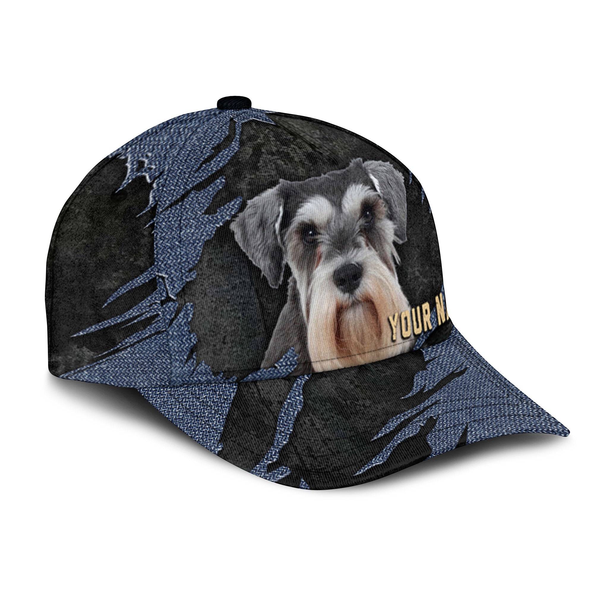 Miniature Schnauzer - Jean Background Custom Name Cap