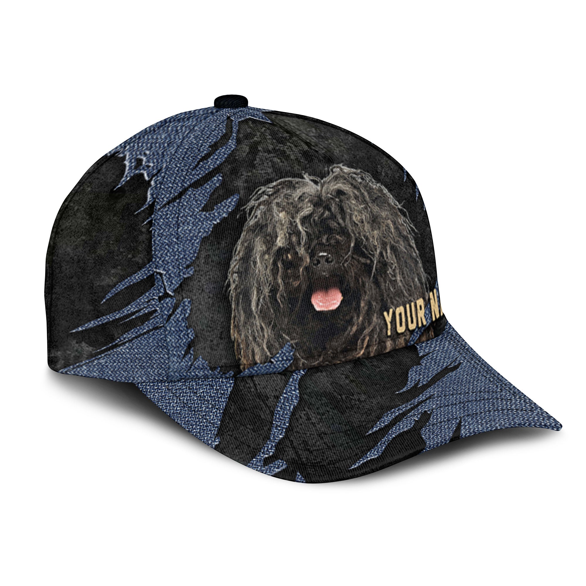 Puli Dog - Jean Background Custom Name Cap