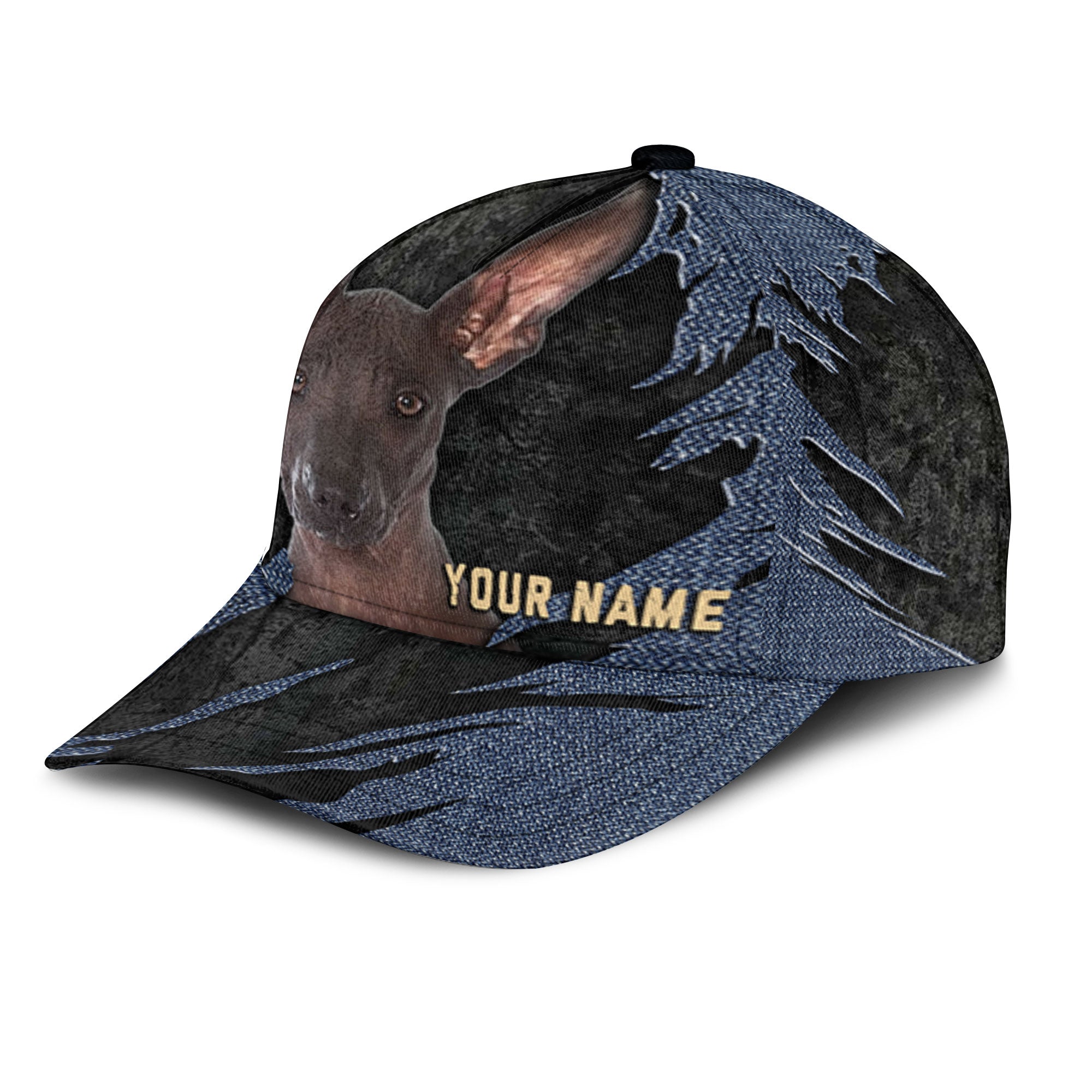 Xoloitzcuintli - Jean Background Custom Name Cap