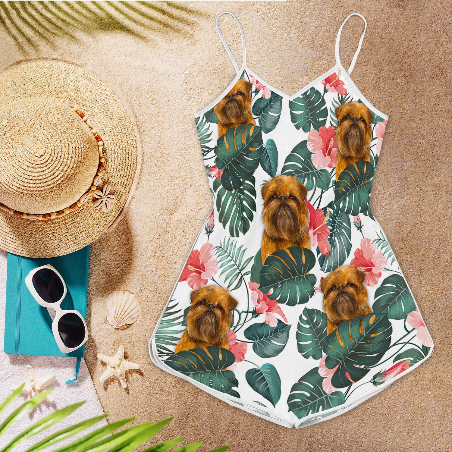 Griffon Brussels Pattern Sleeveless Romper