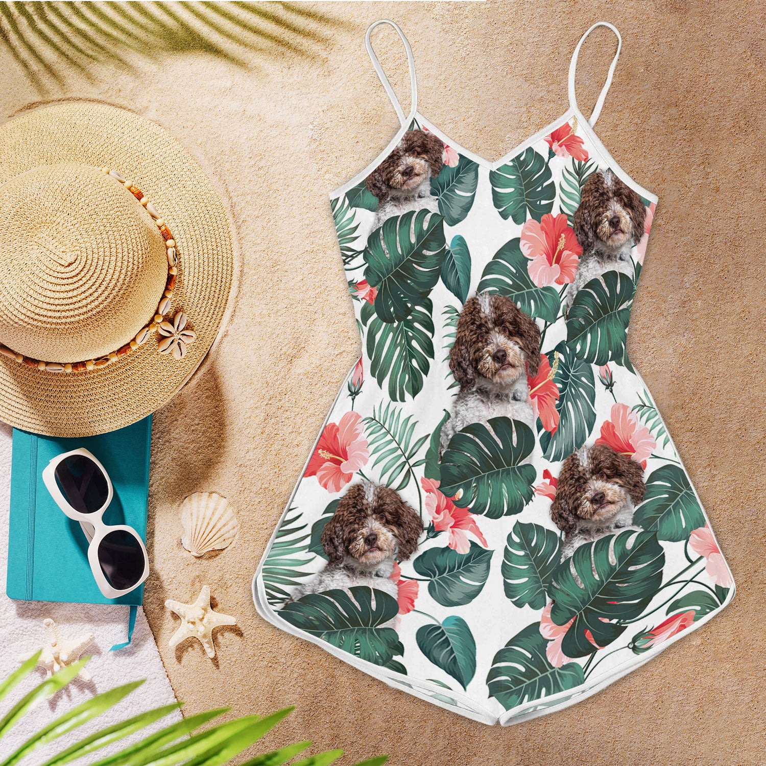 Lagotti Romagnoli Pattern Sleeveless Romper