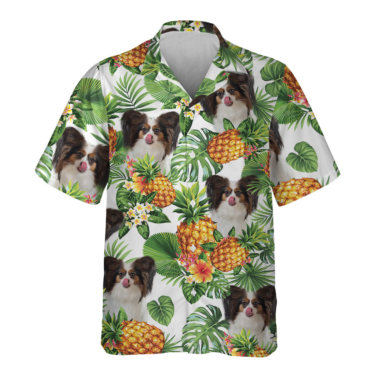 Papillon Dog - Tropical Pattern Hawaiian Shirt
