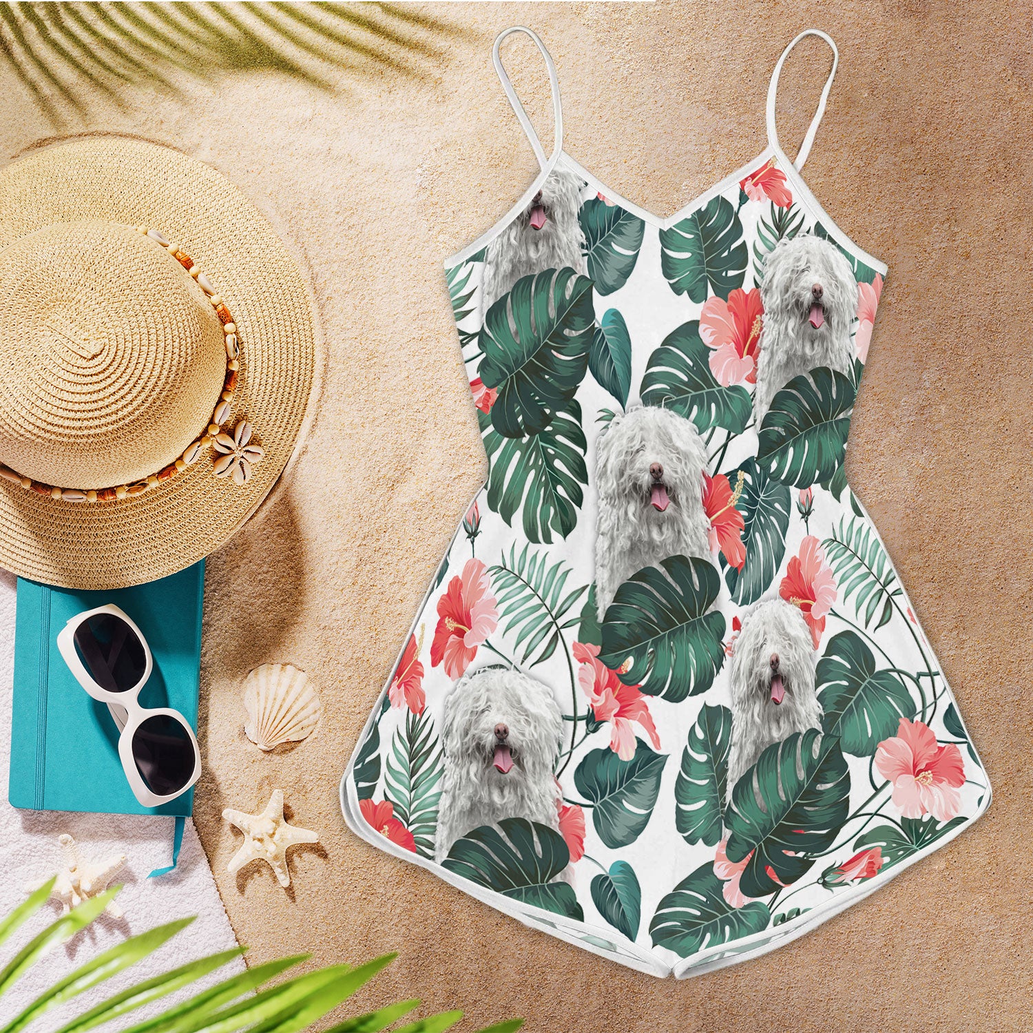 Puli Dog Pattern Sleeveless Romper