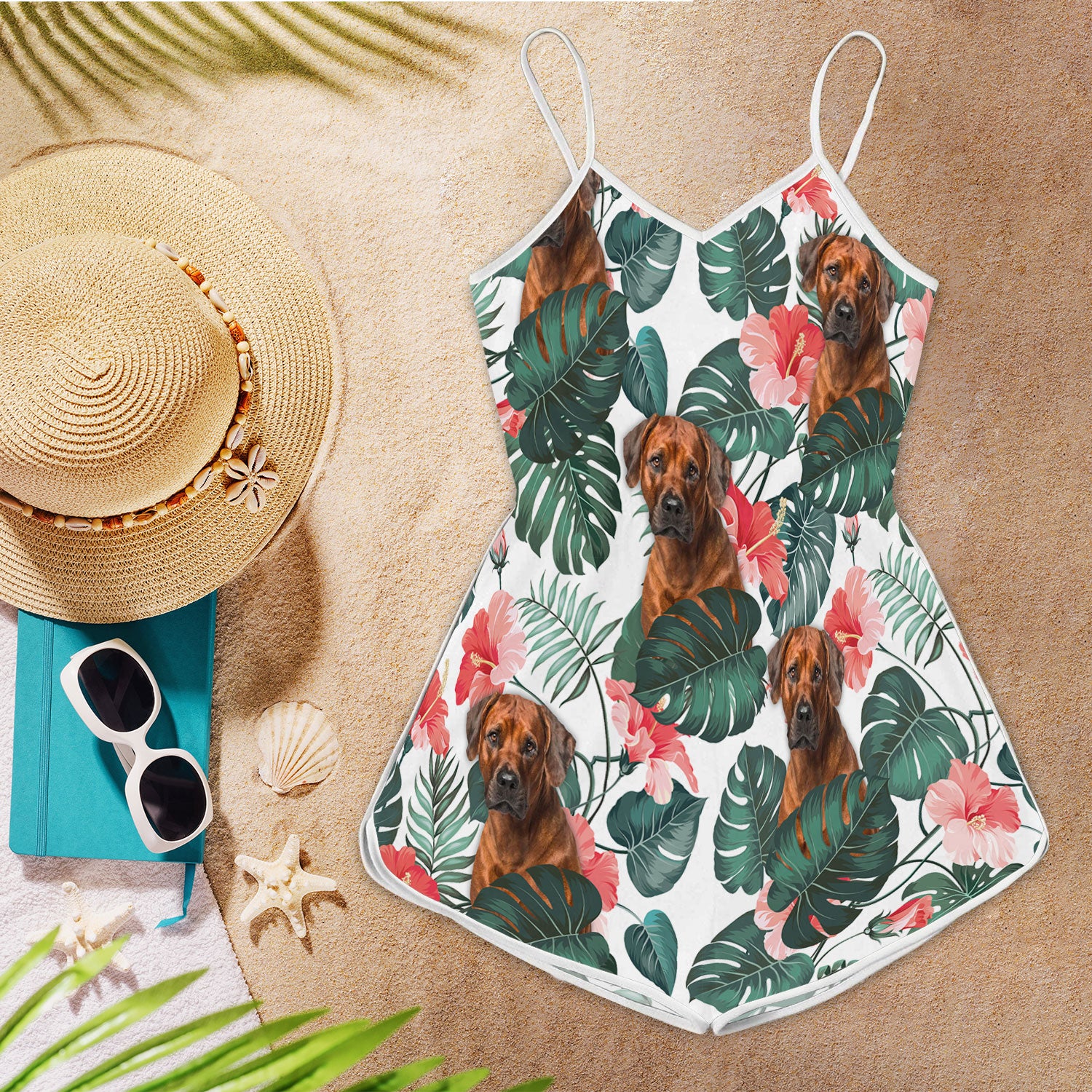 Rhodesian Ridgeback Pattern Sleeveless Romper