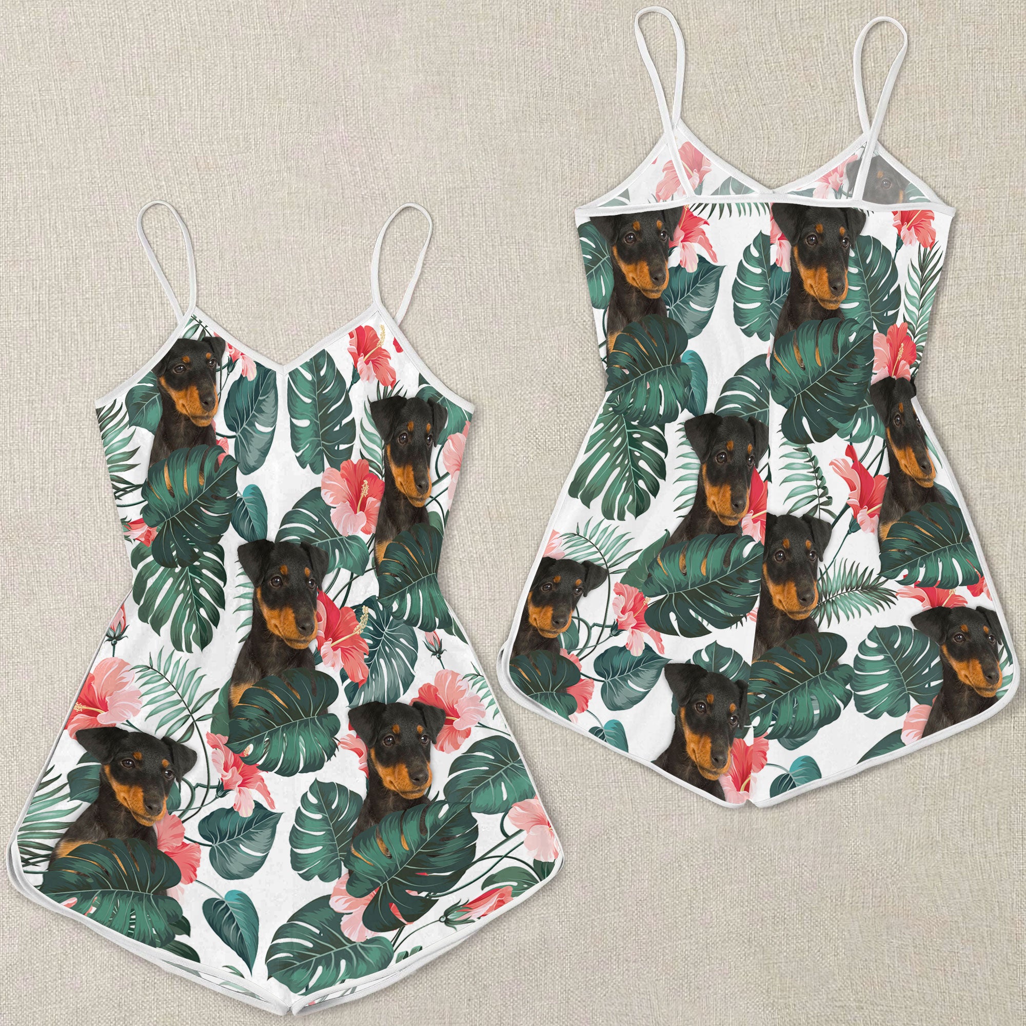 Jagdterrier Pattern Sleeveless Romper