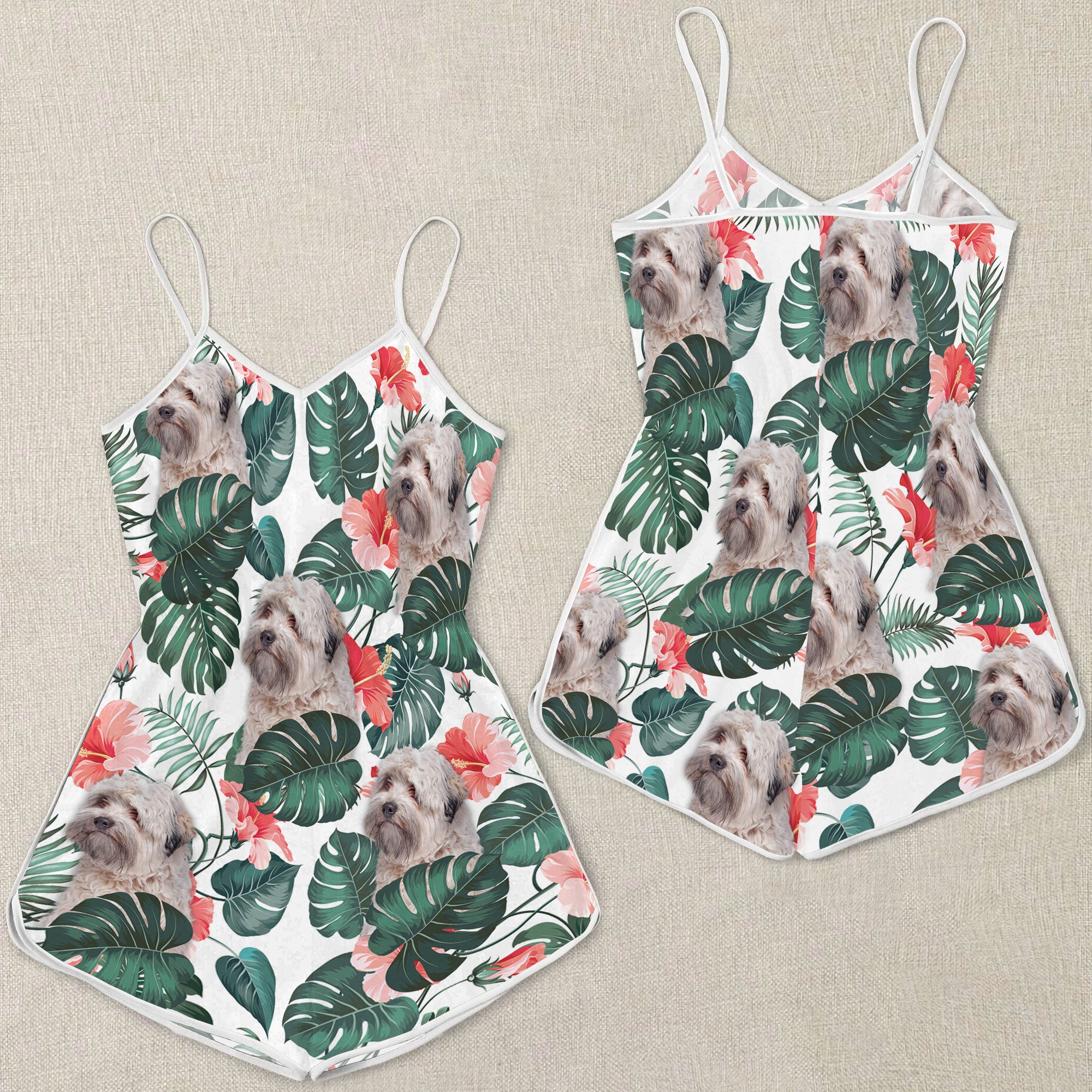 Little lion dog Pattern Sleeveless Romper