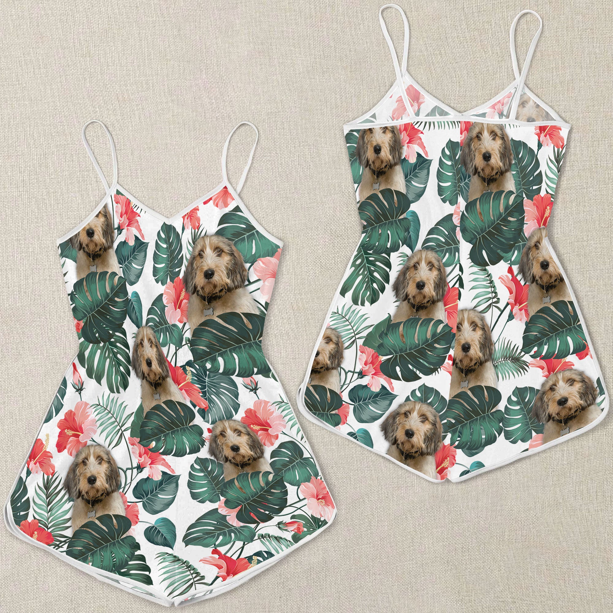Petit Basset Griffon Vendeen Pattern Sleeveless Romper