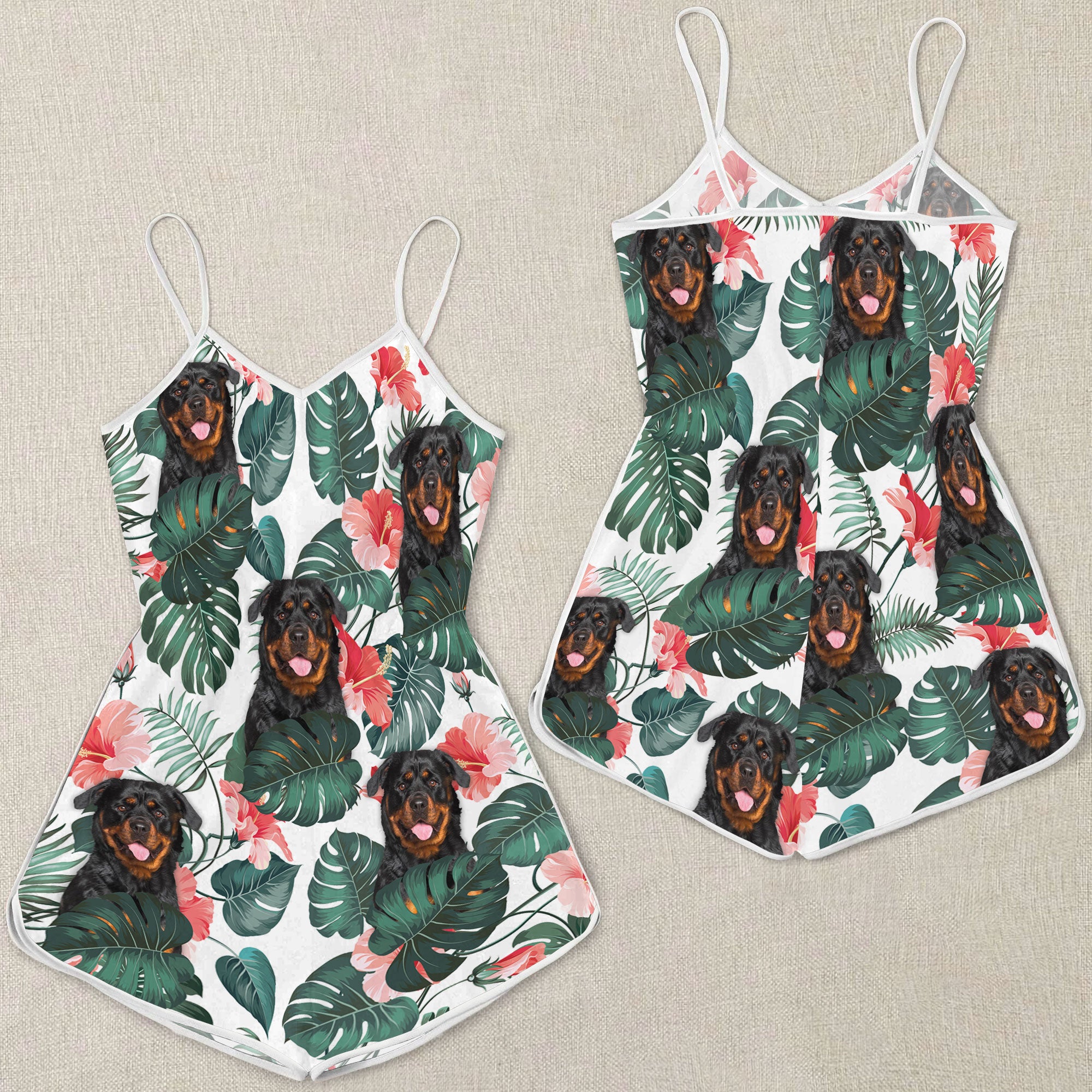Rottweiler Pattern Sleeveless Romper