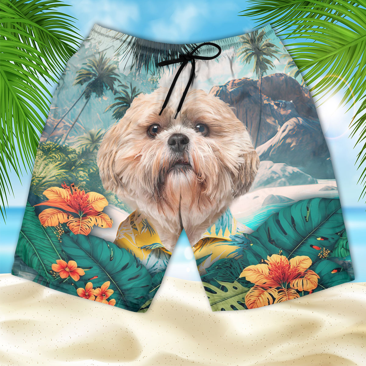 Shih Tzu - 3D Men's Beach Short