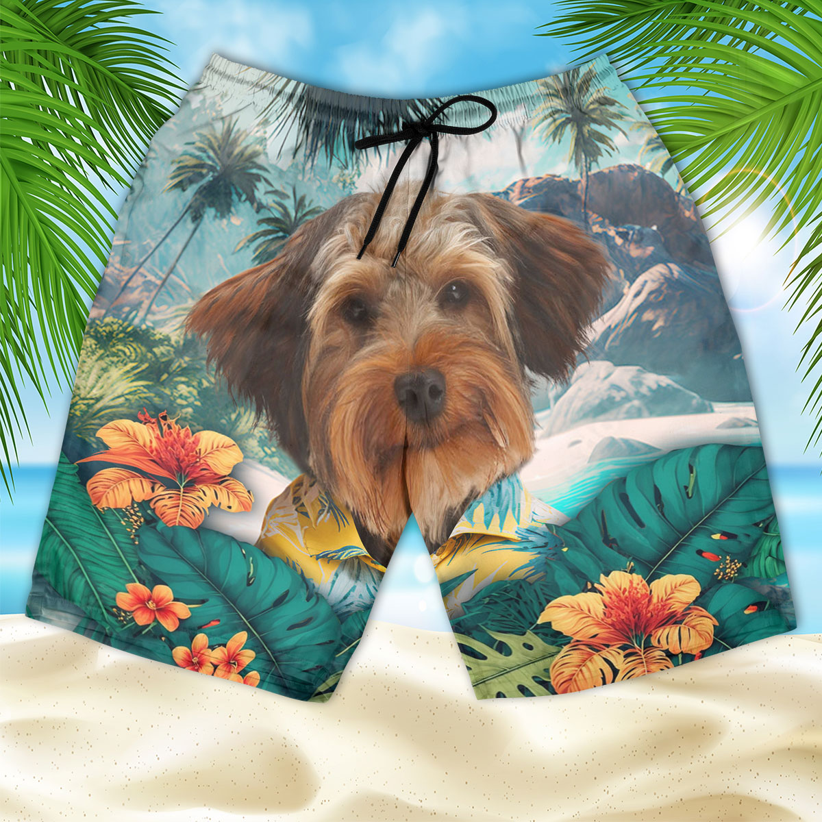 Shorkie - 3D Men's Beach Short