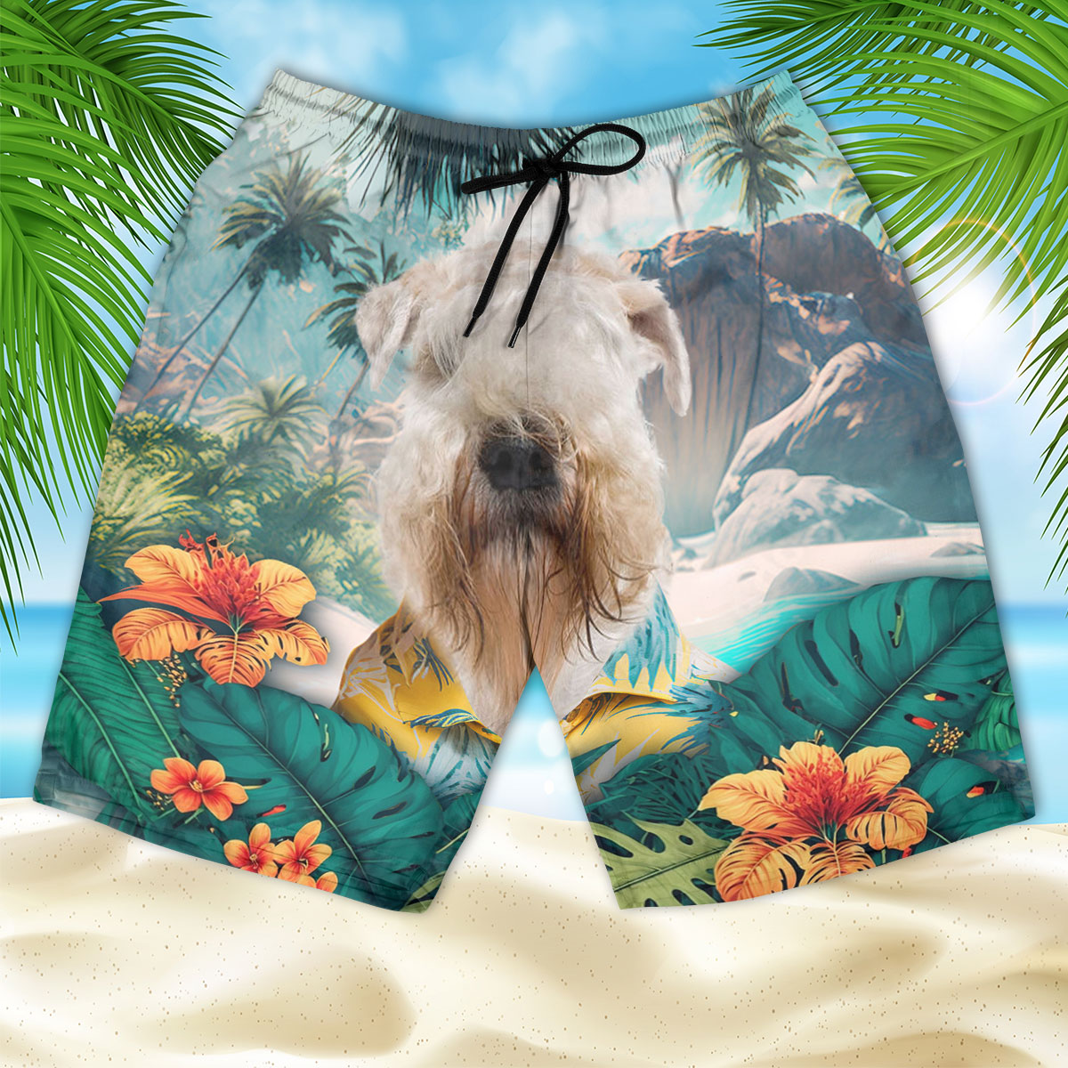 Soft-coated Wheaten Terrier - 3D Men's Beach Short