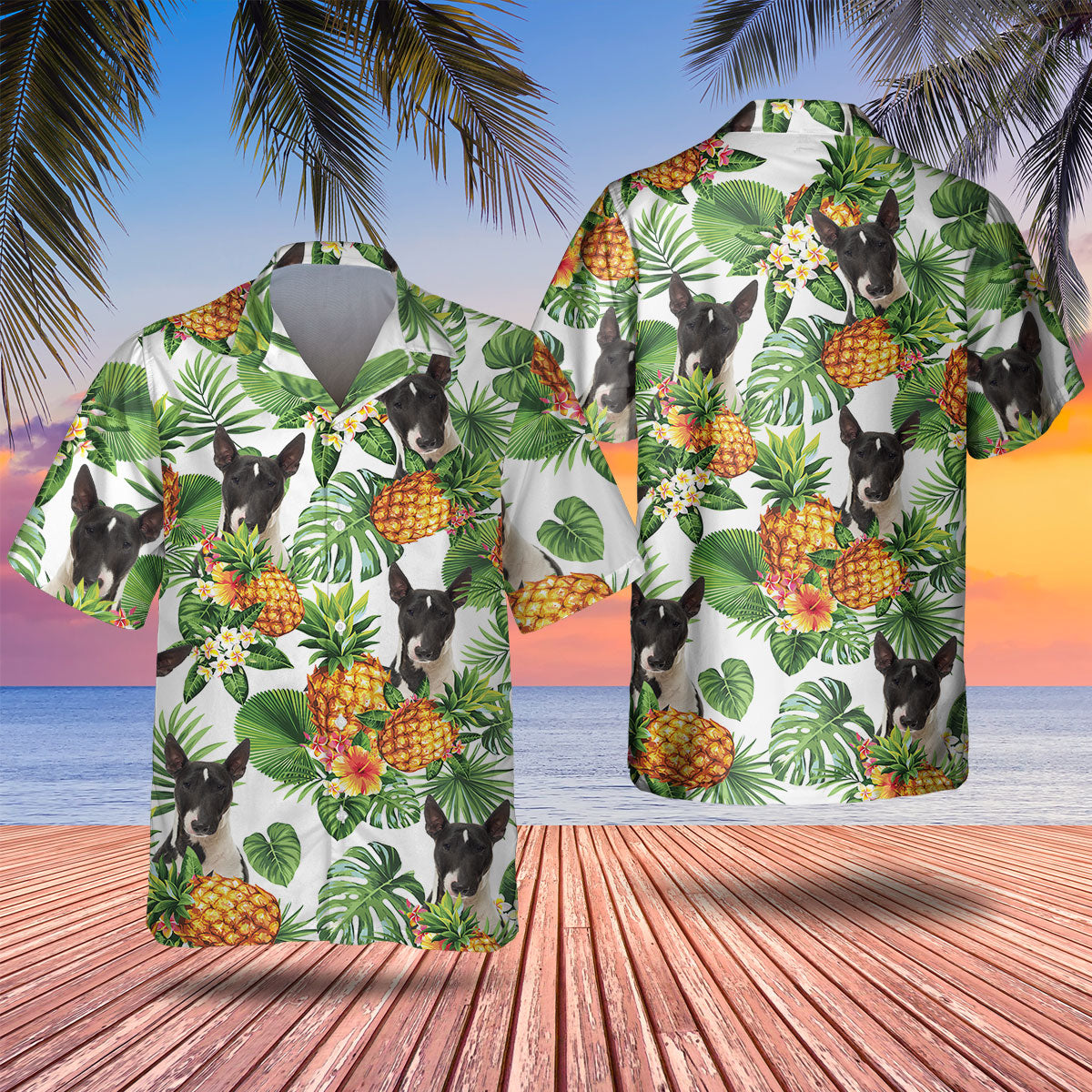 Bull Terrier - Tropical Pattern Hawaiian Shirt
