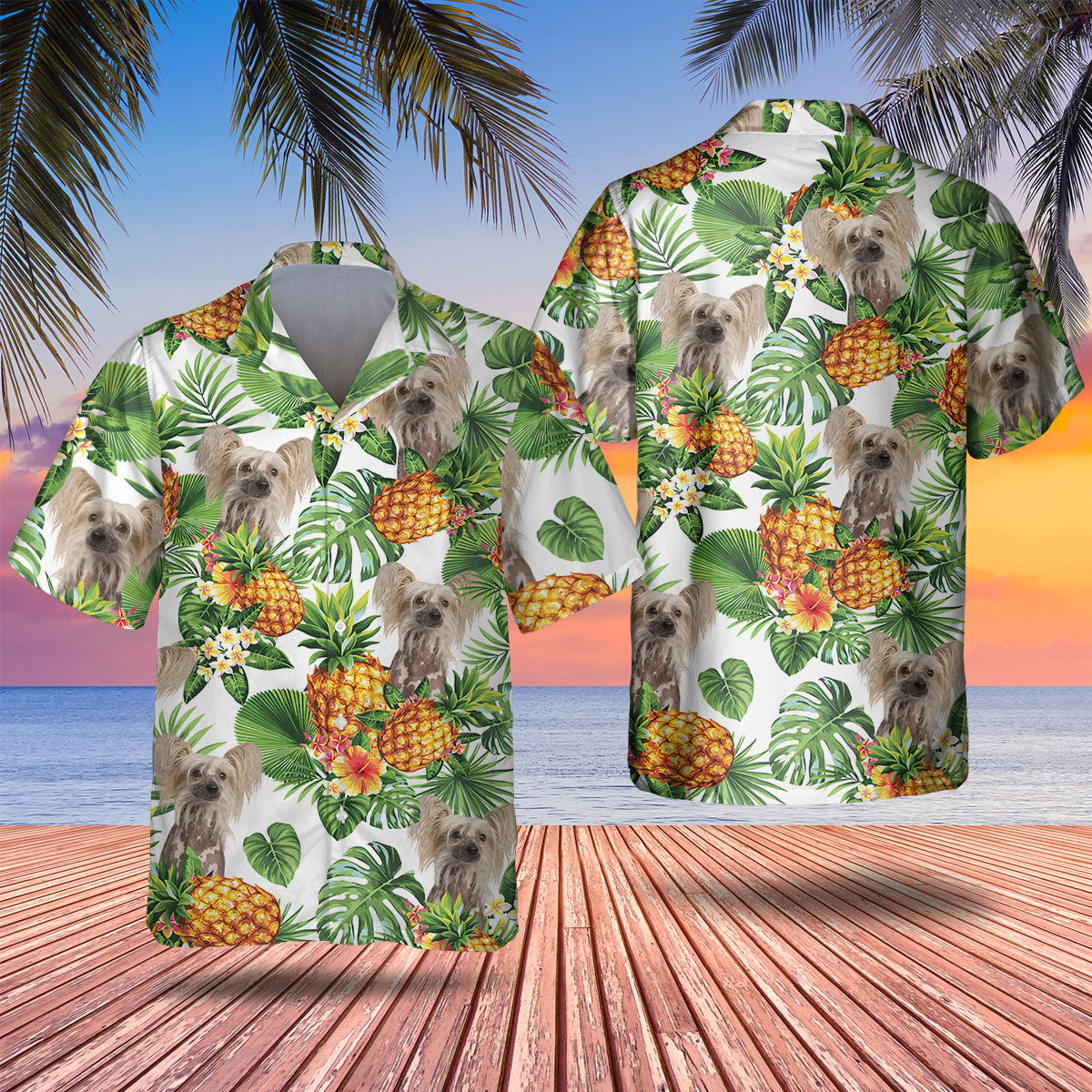 Chinese Crested - Tropical Pattern Hawaiian Shirt