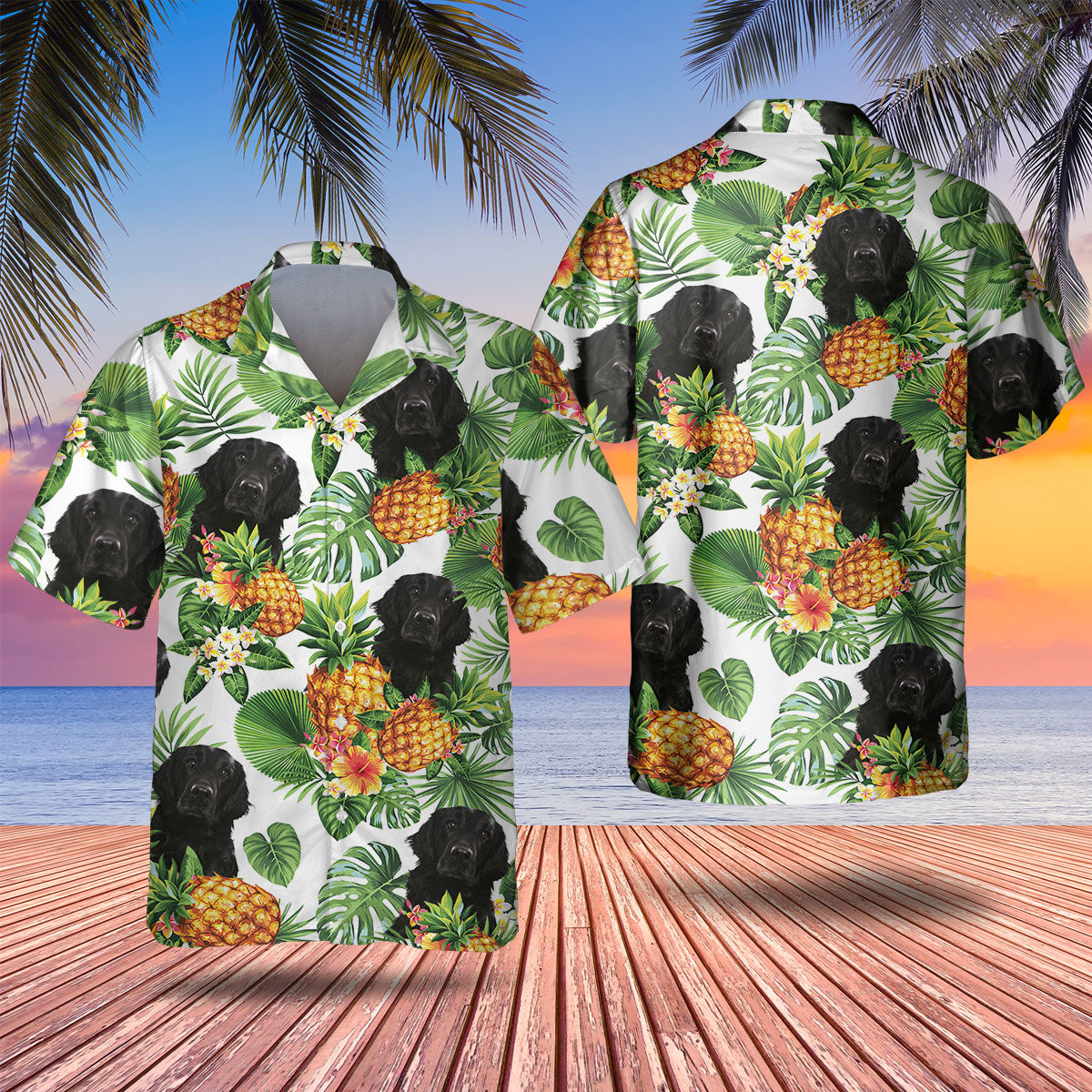 Flat Coated Retriever - Tropical Pattern Hawaiian Shirt