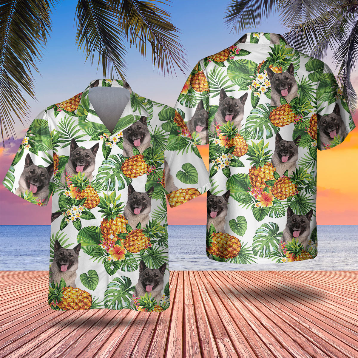 Norwegian Elkhound - Tropical Pattern Hawaiian Shirt
