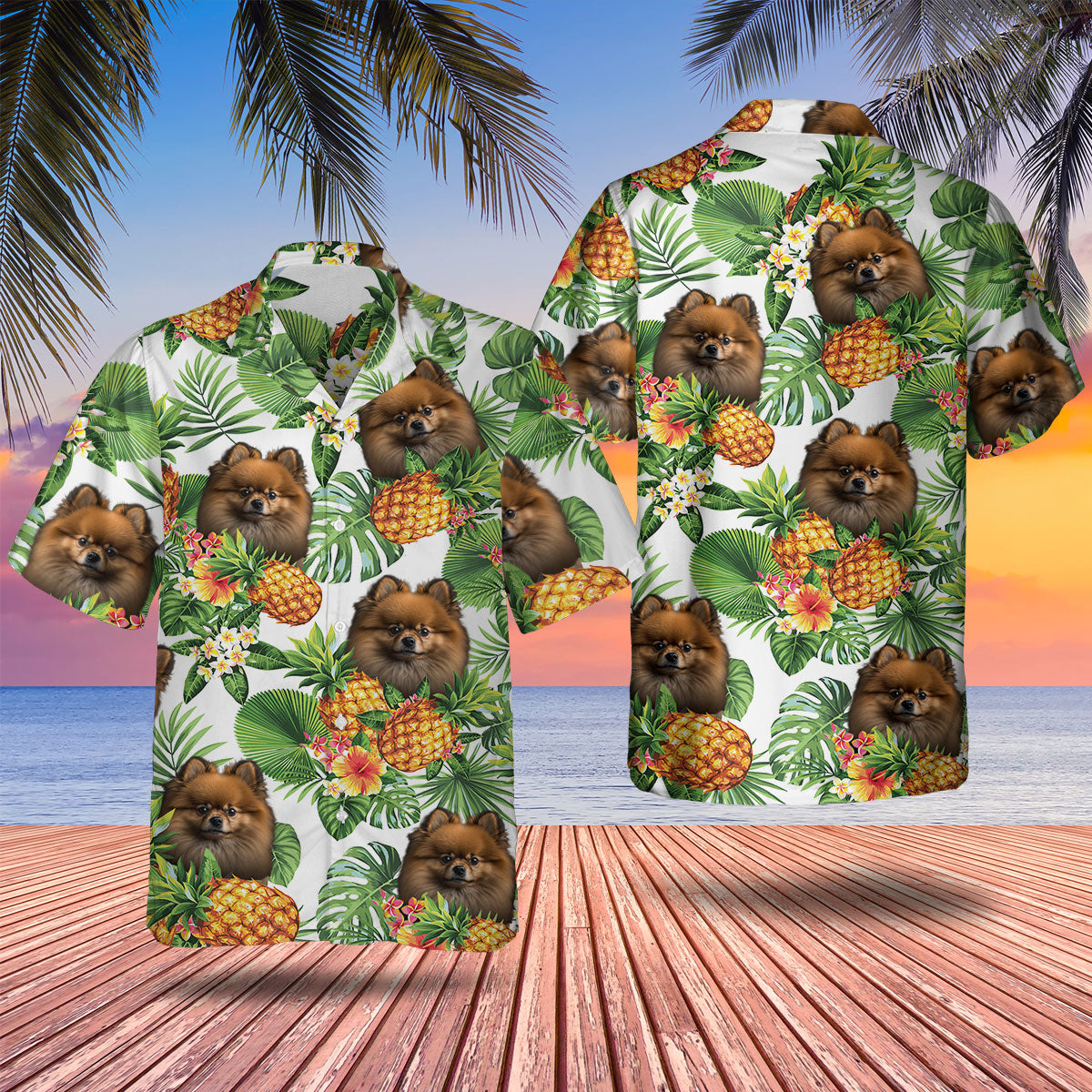 Pomeranian AI - Tropical Pattern Hawaiian Shirt