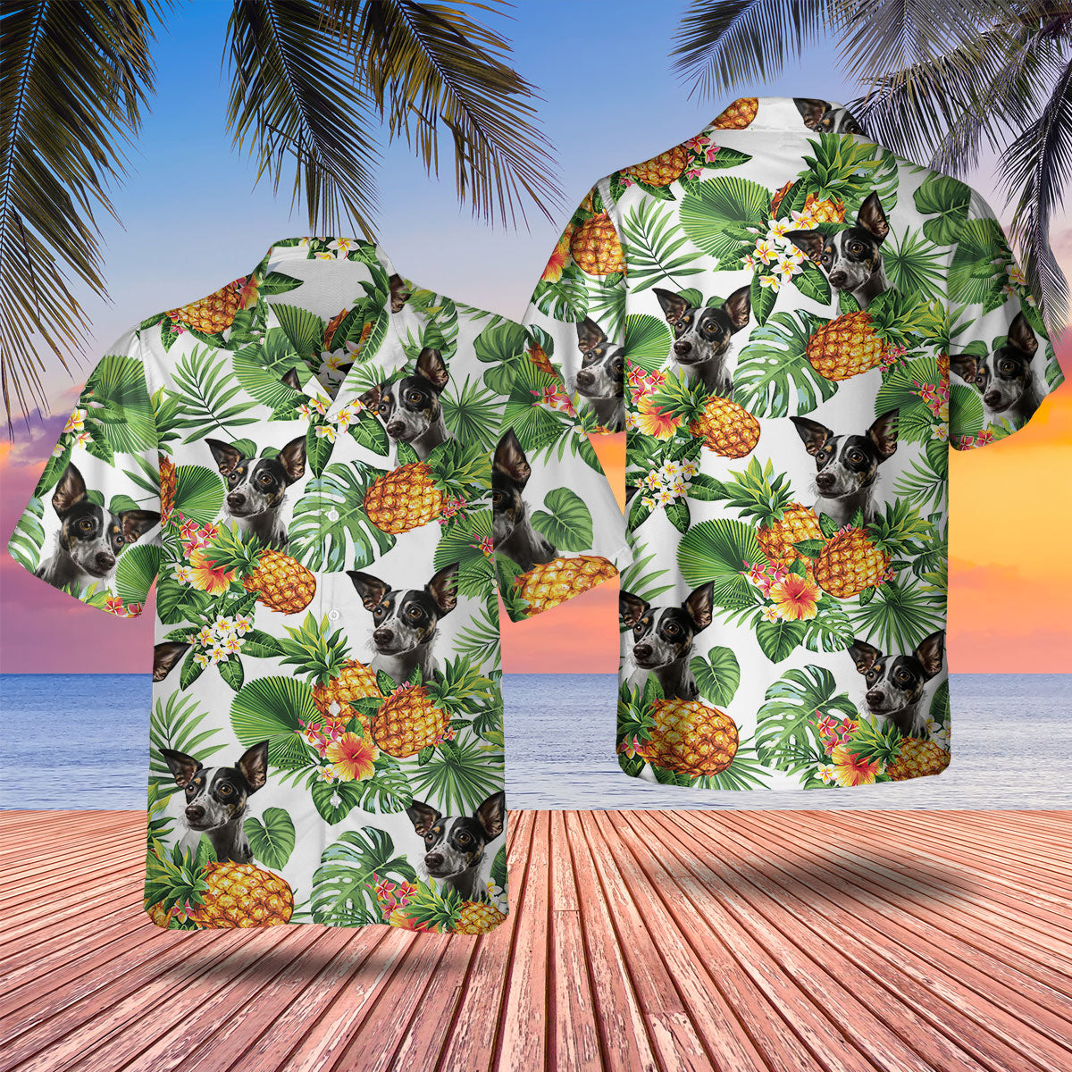 Rat Terrier AI - Tropical Pattern Hawaiian Shirt