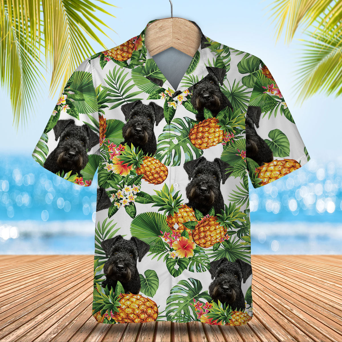 Kerry Blue Terrier AI - Tropical Pattern Hawaiian Shirt