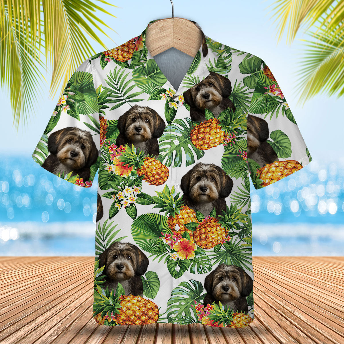 Tibetan Terrier AI - Tropical Pattern Hawaiian Shirt