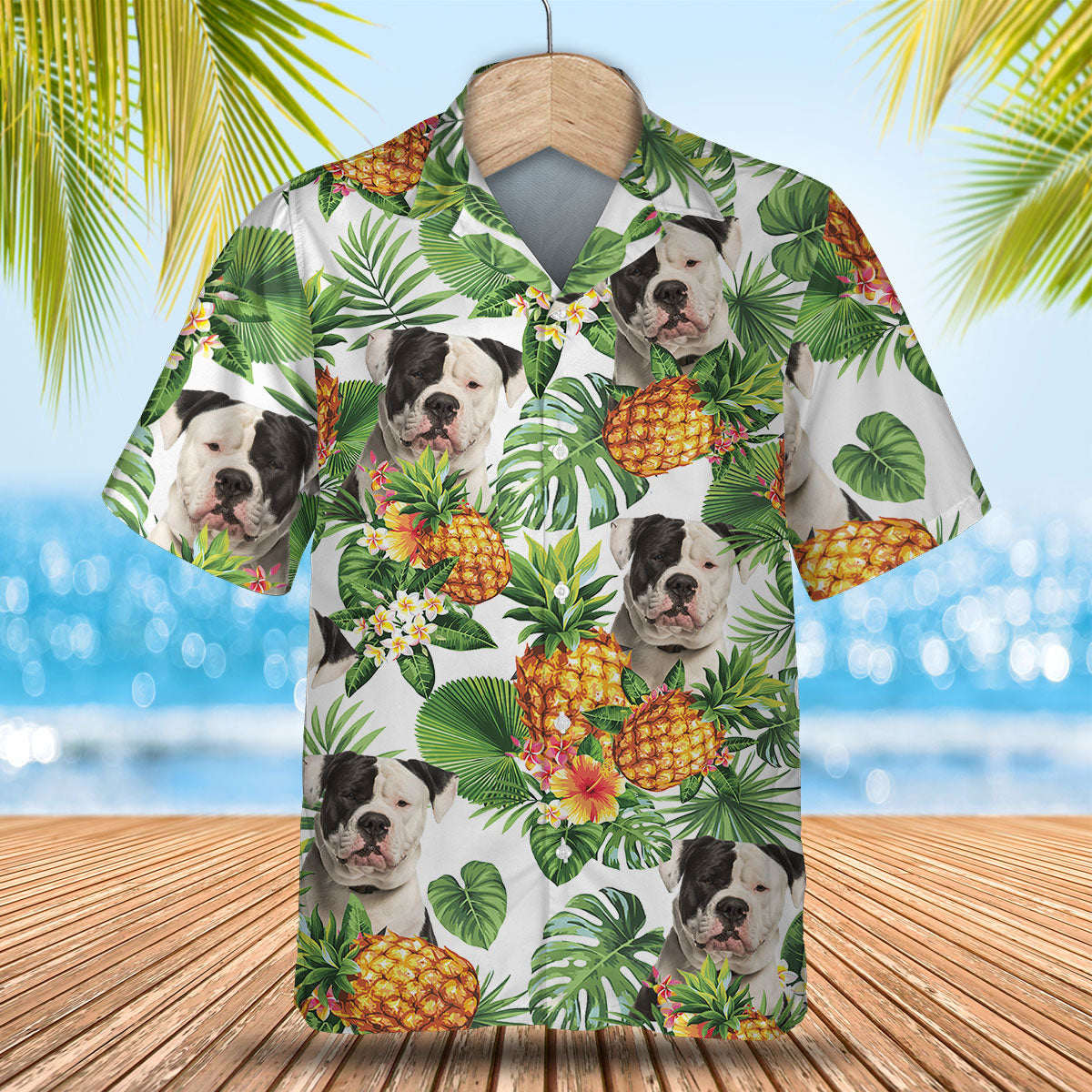 American Bulldog - Tropical Pattern Hawaiian Shirt