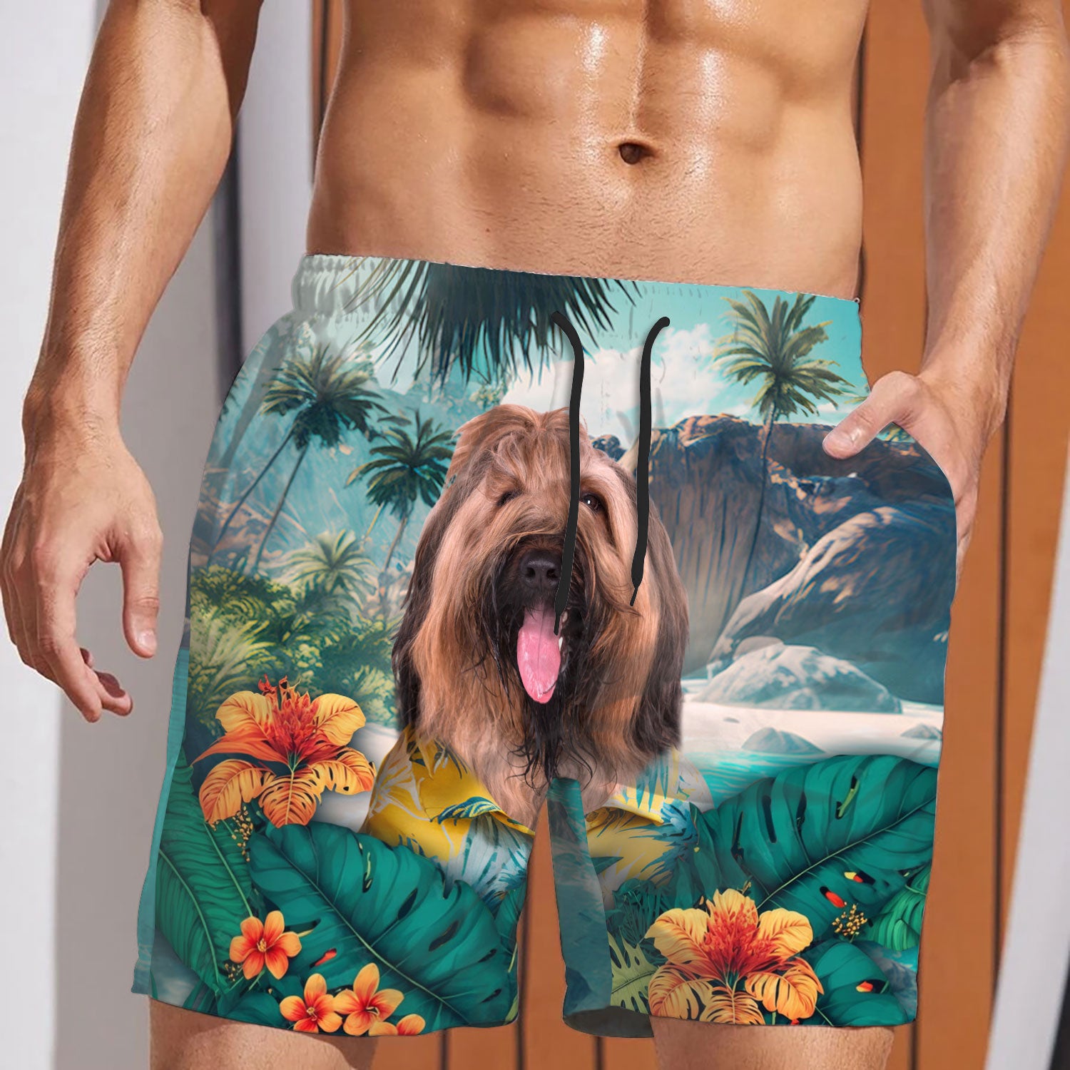 Briard - 3D Men's Beach Short