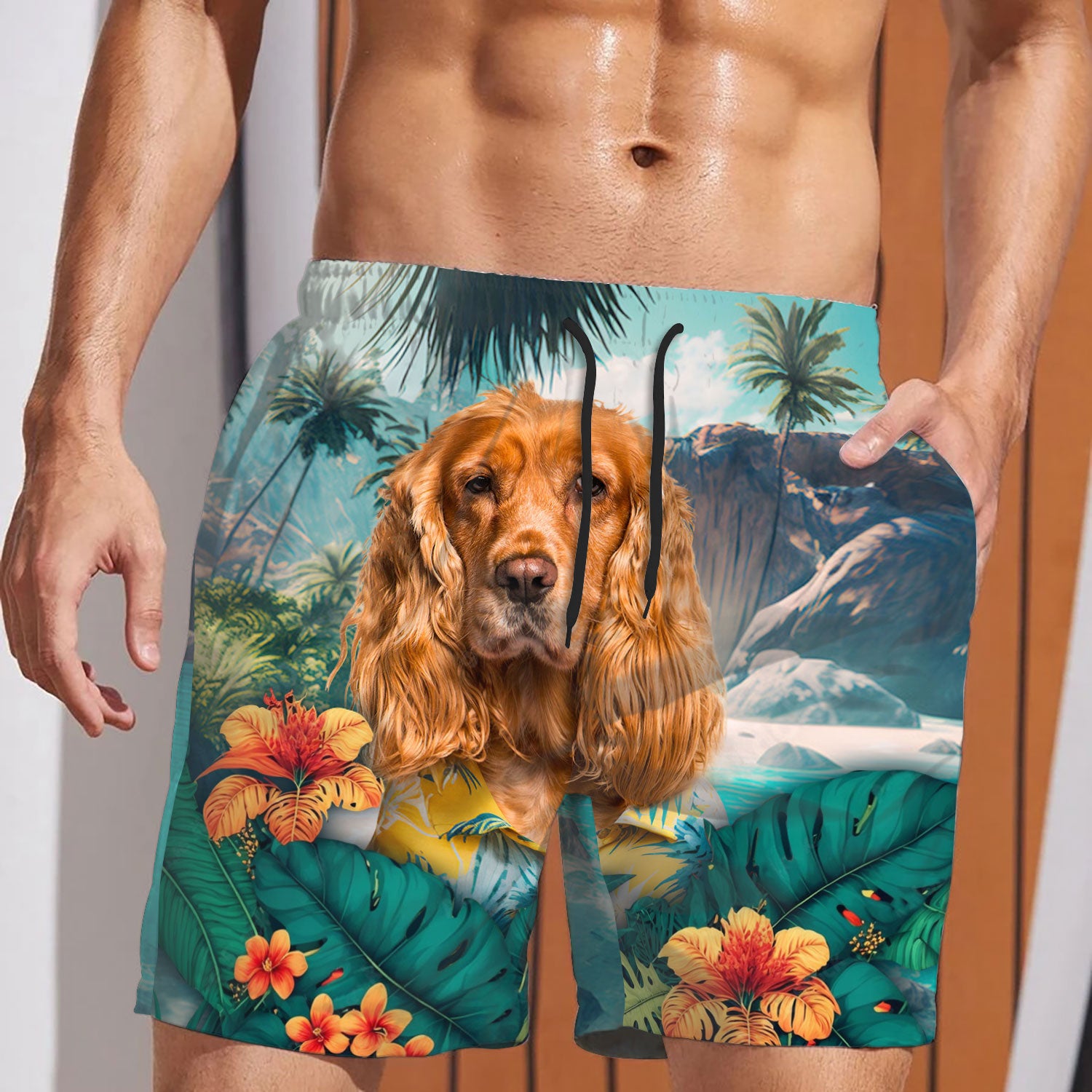 Cocker Spaniel - 3D Men's Beach Short