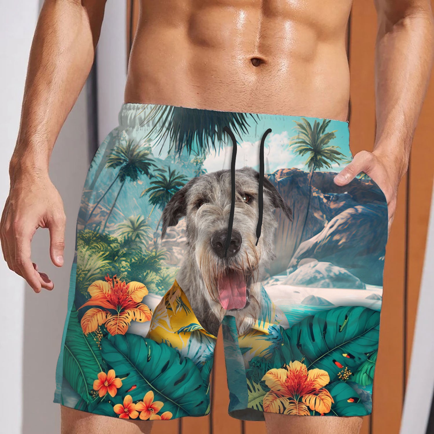 Irish Wolfhound - 3D Men's Beach Short