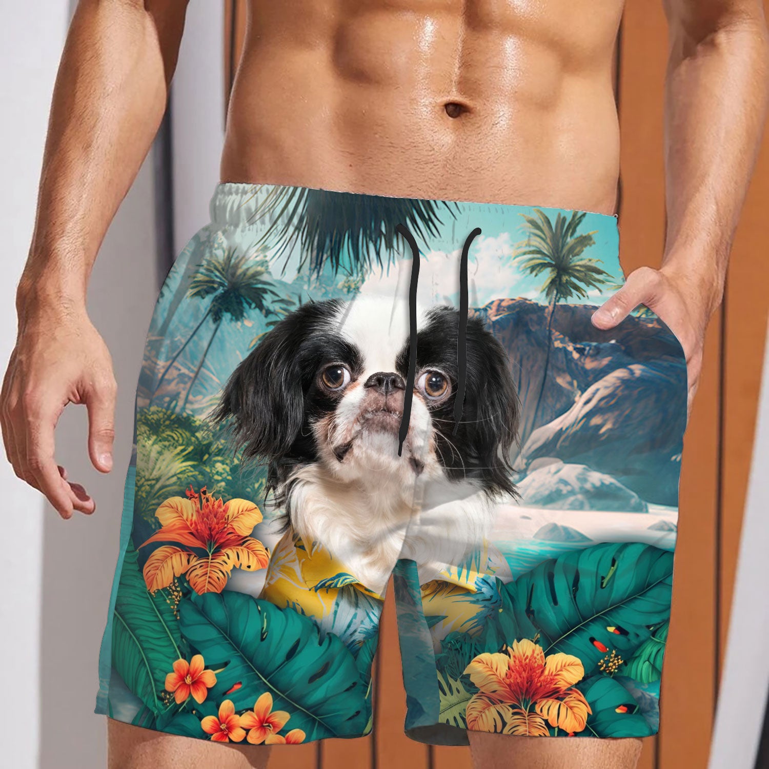 Japanese Chin - 3D Men's Beach Short