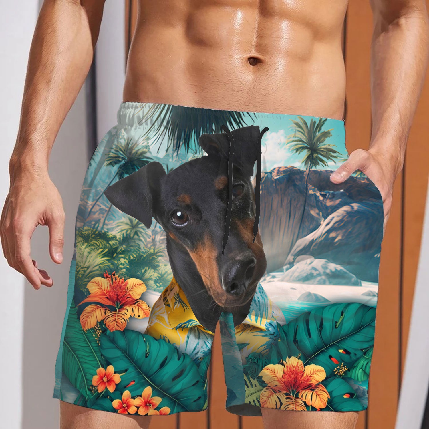Manchester Terrier - 3D Men's Beach Short