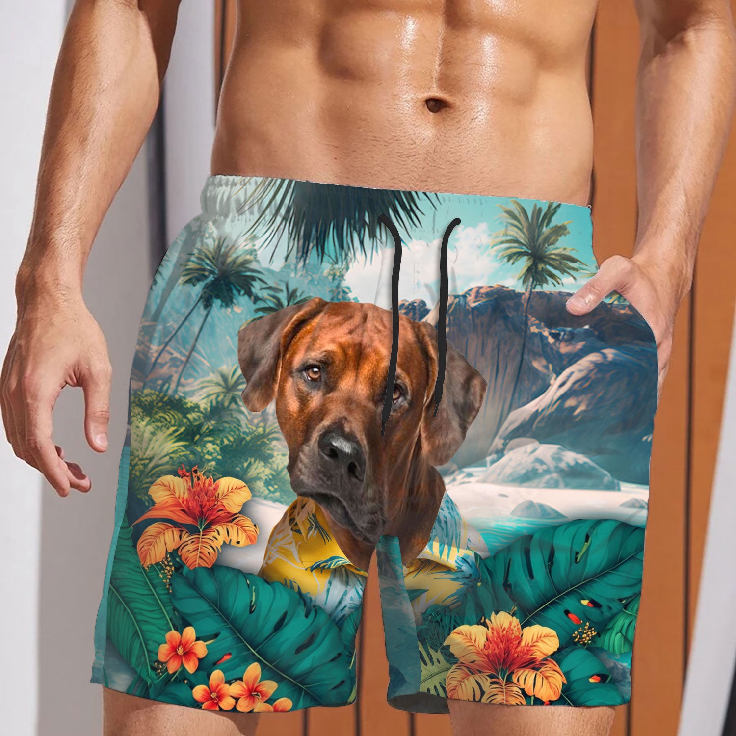 Rhodesian Ridgeback - 3D Men's Beach Short