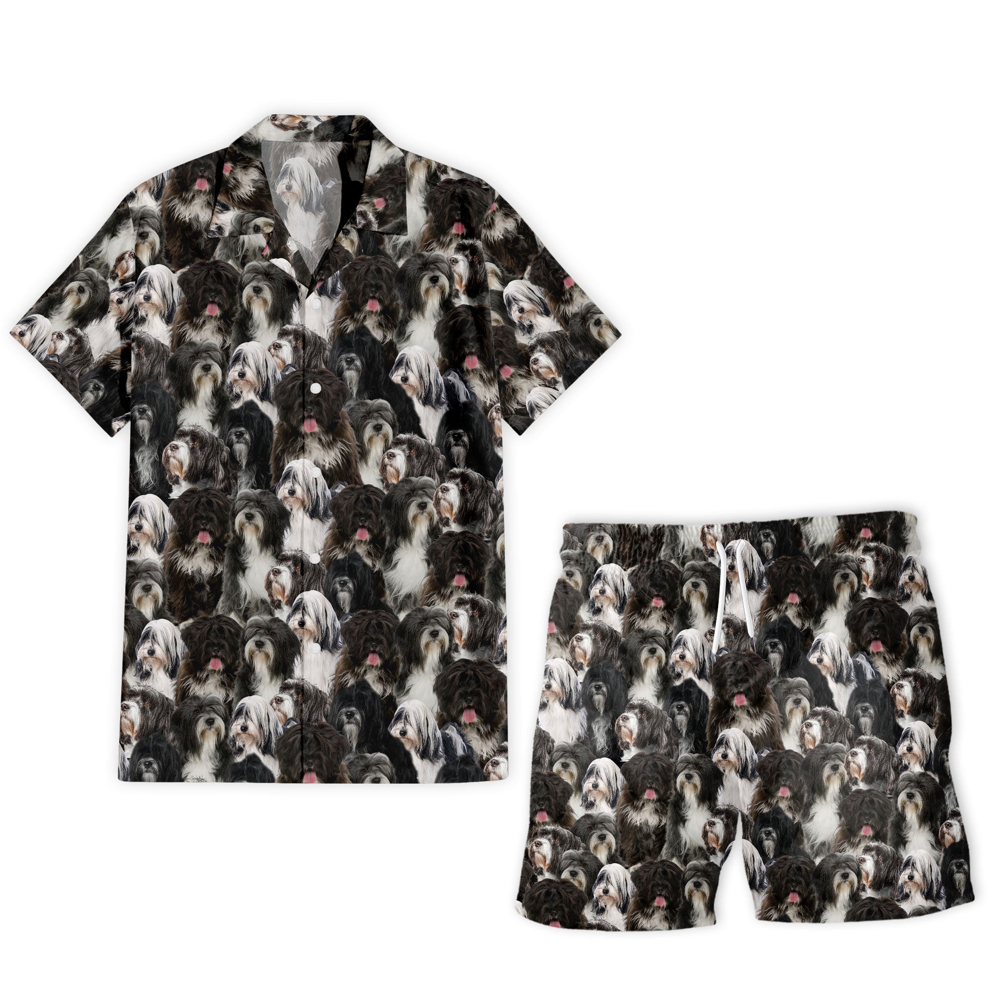 Tibetan Terrier Full Face Hawaiian Shirt & Short