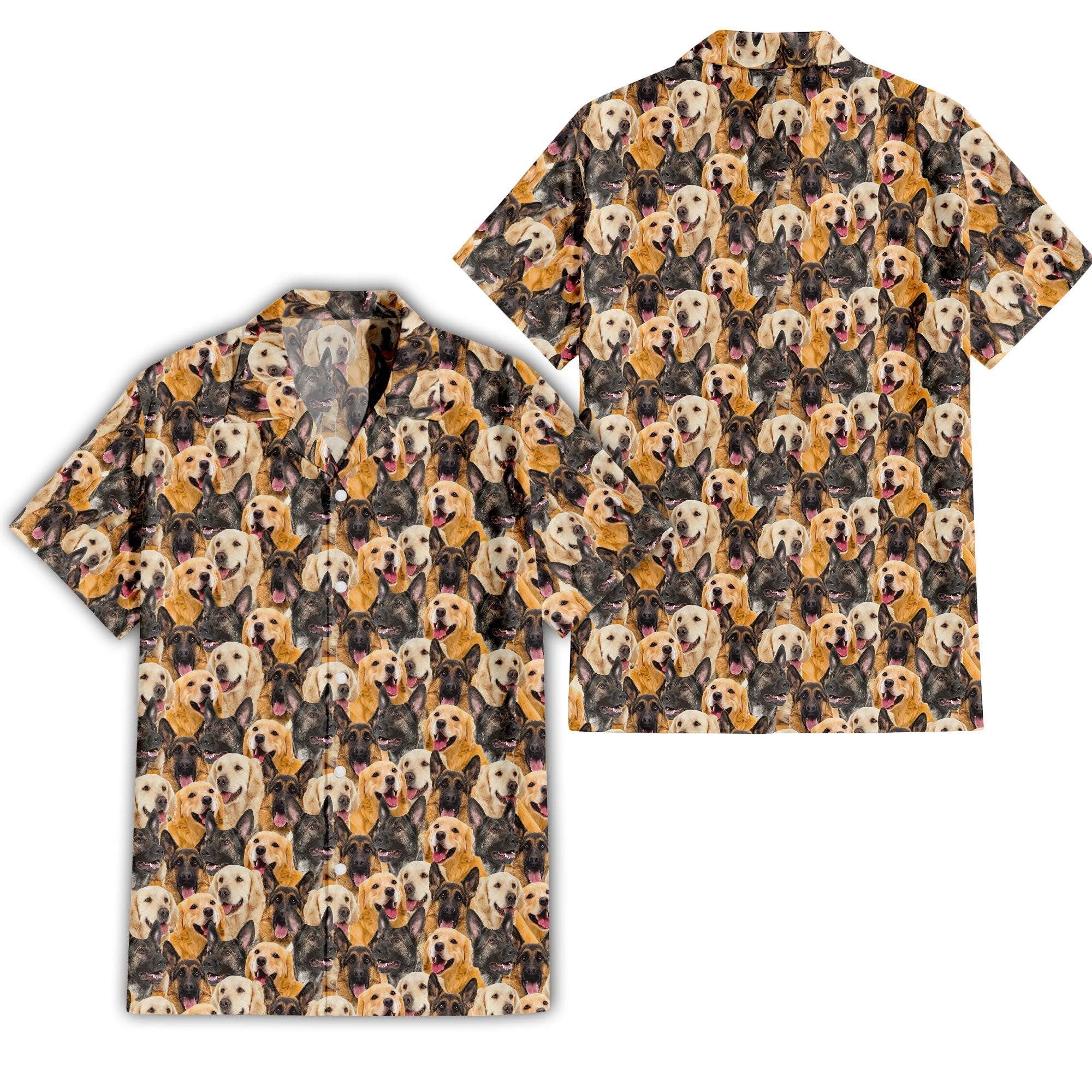 German Shepard - Golden Retriever Full Face Hawaiian Shirt & Short